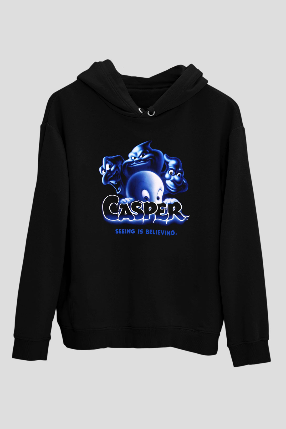 Casper the Friendly Ghost Siyah Unisex Kapüşonlu Sweatshirt