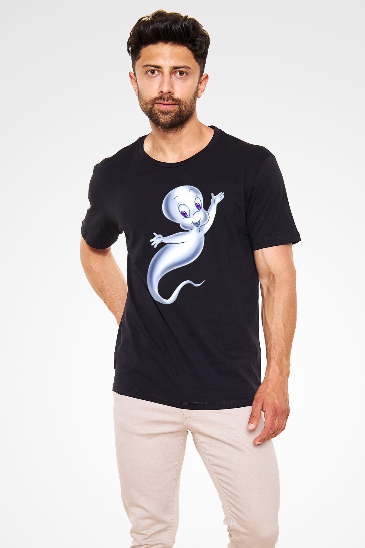 Casper the Friendly Ghost Siyah Unisex Tişört
