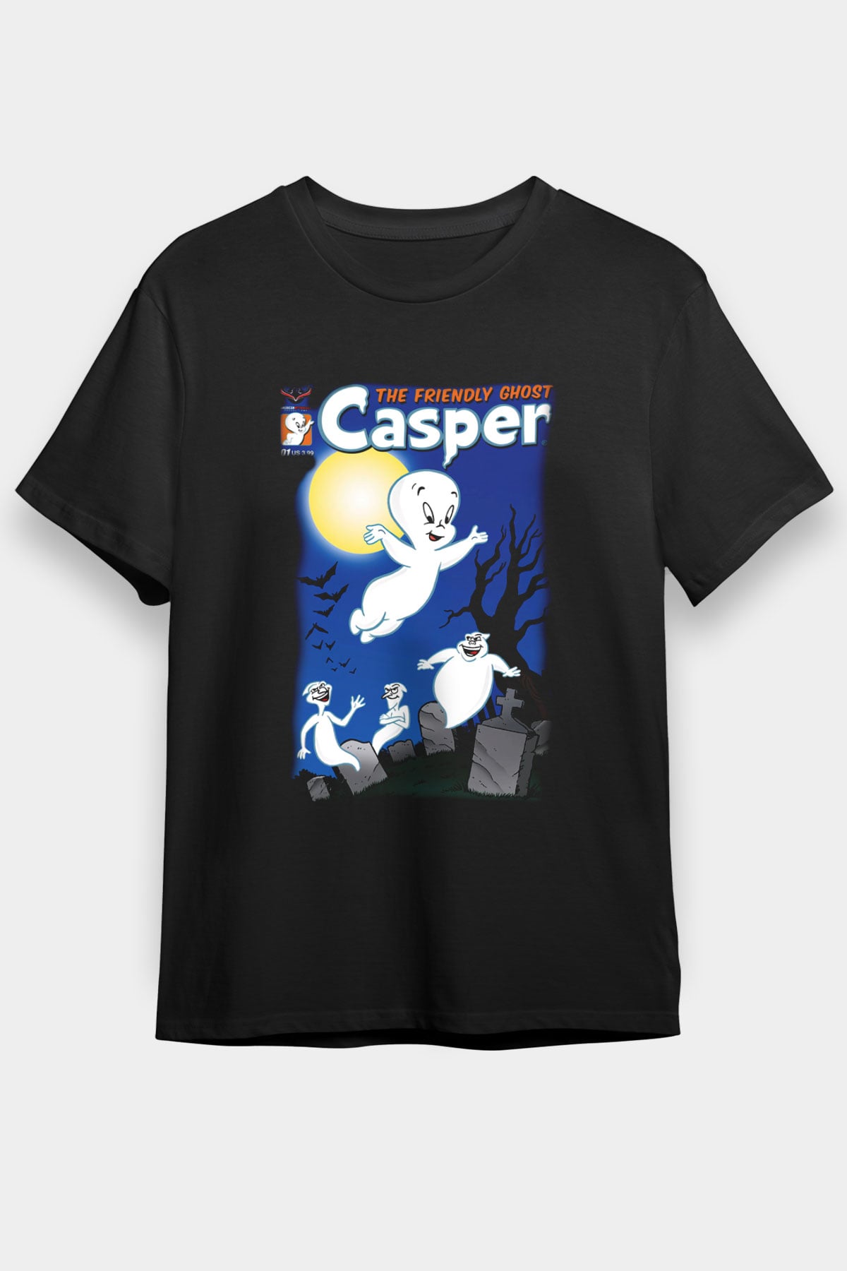 Casper the Friendly Ghost Siyah Unisex Tişört