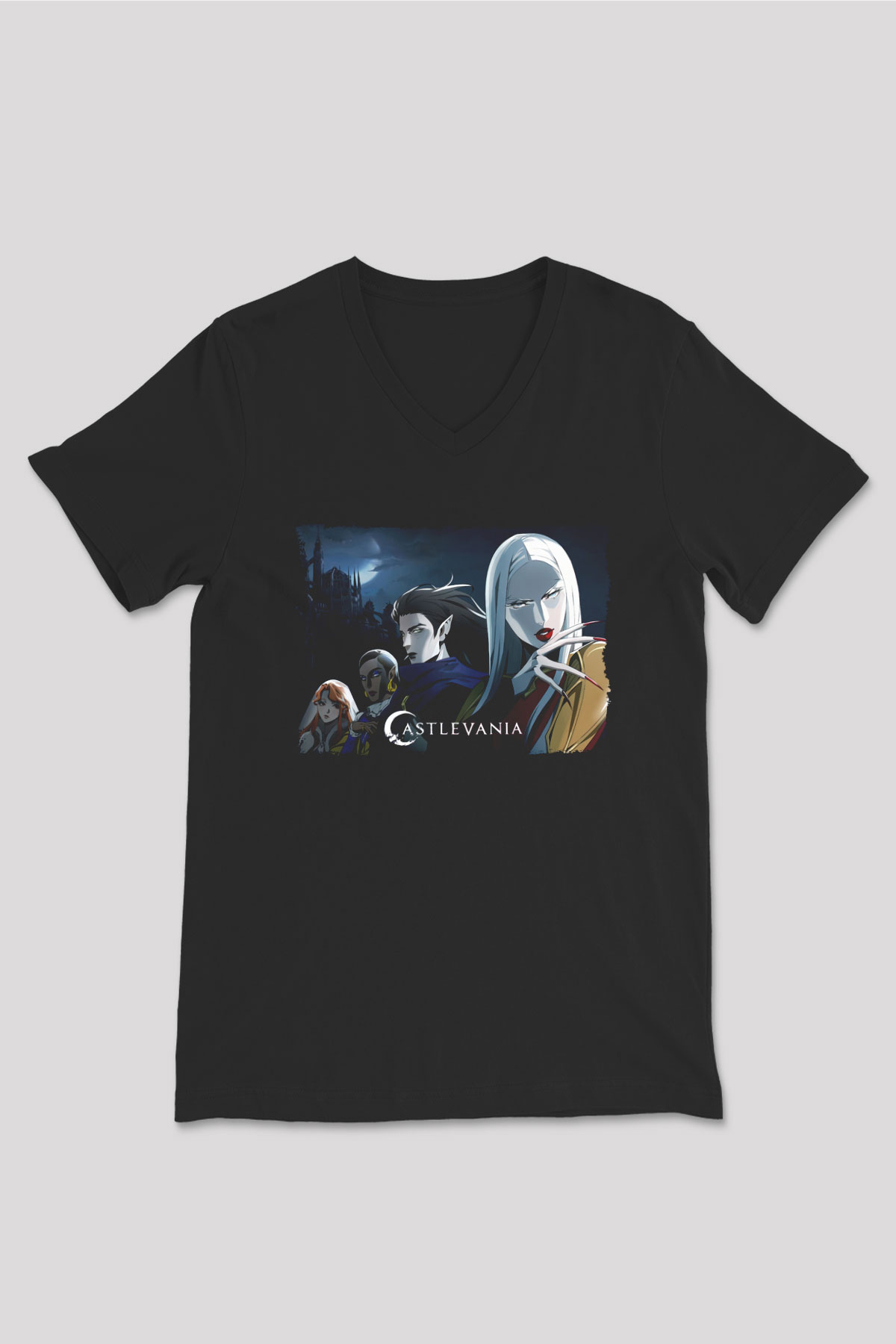 Castlevania: Lords of Shadow Siyah Unisex V Yaka Tişört