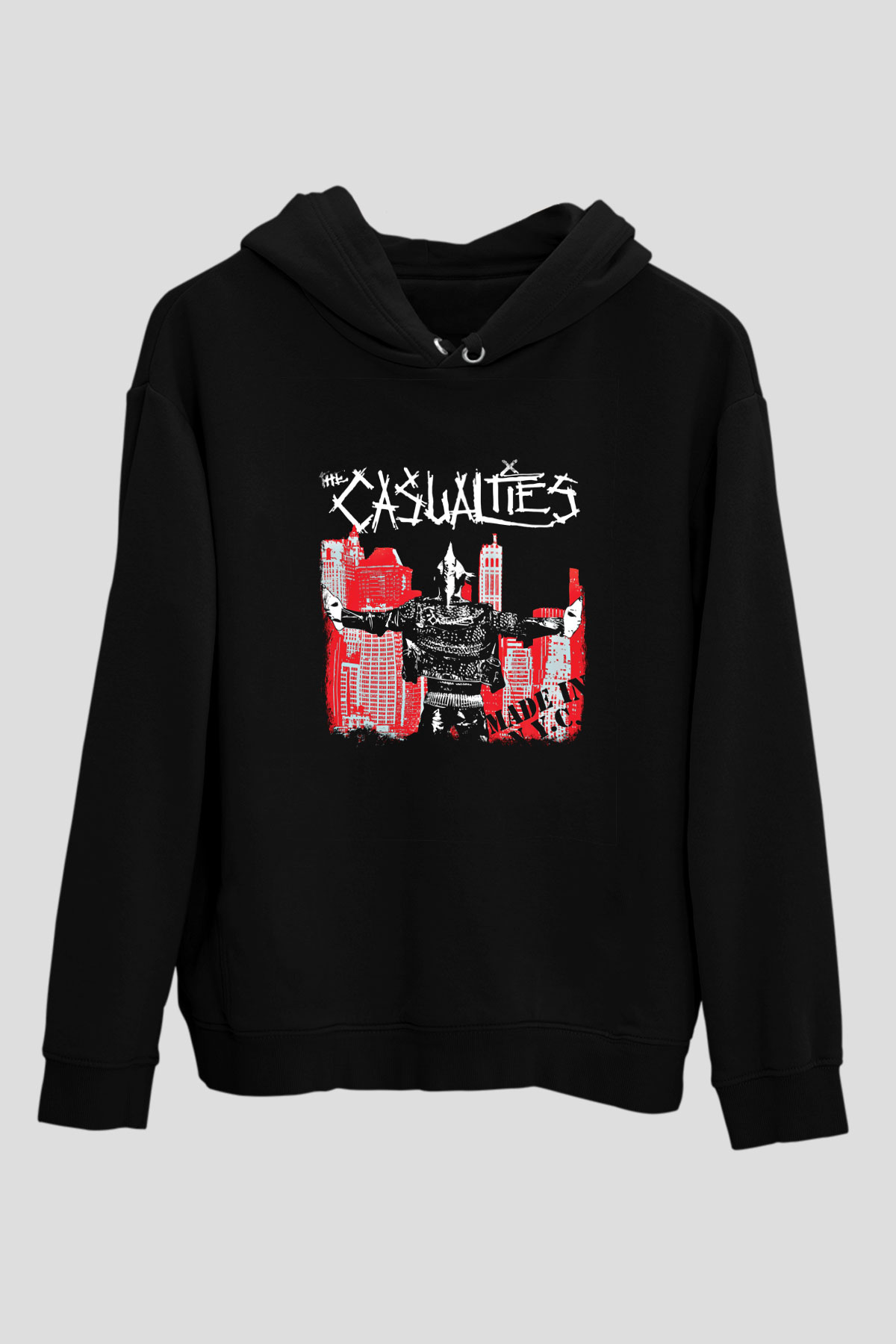 Casualties Baskılı Unisex Siyah Hoodie