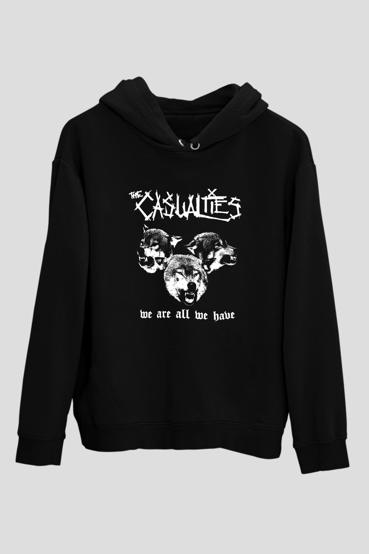 Casualties Baskılı Unisex Siyah Hoodie