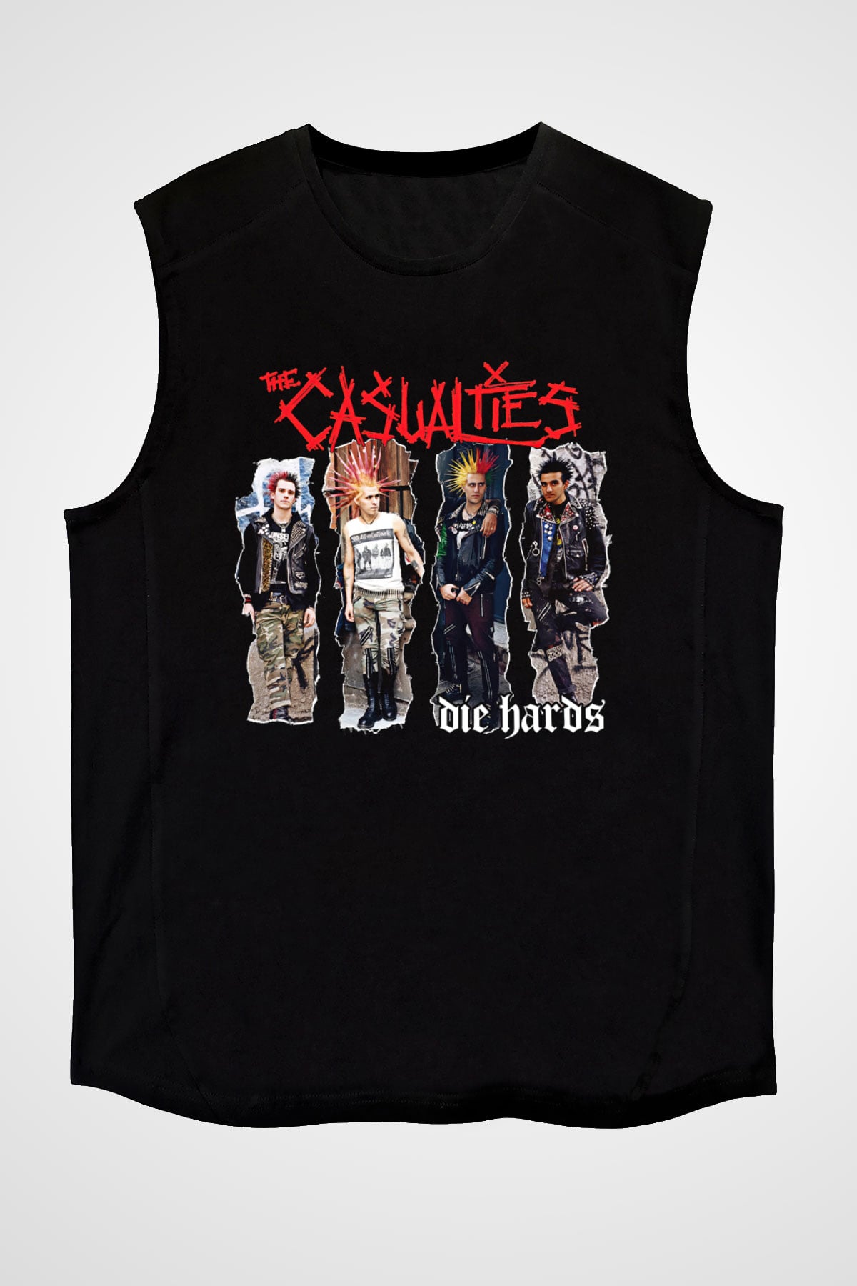 Casualties Baskılı Unisex Siyah Kolsuz Tişört - Tshirt