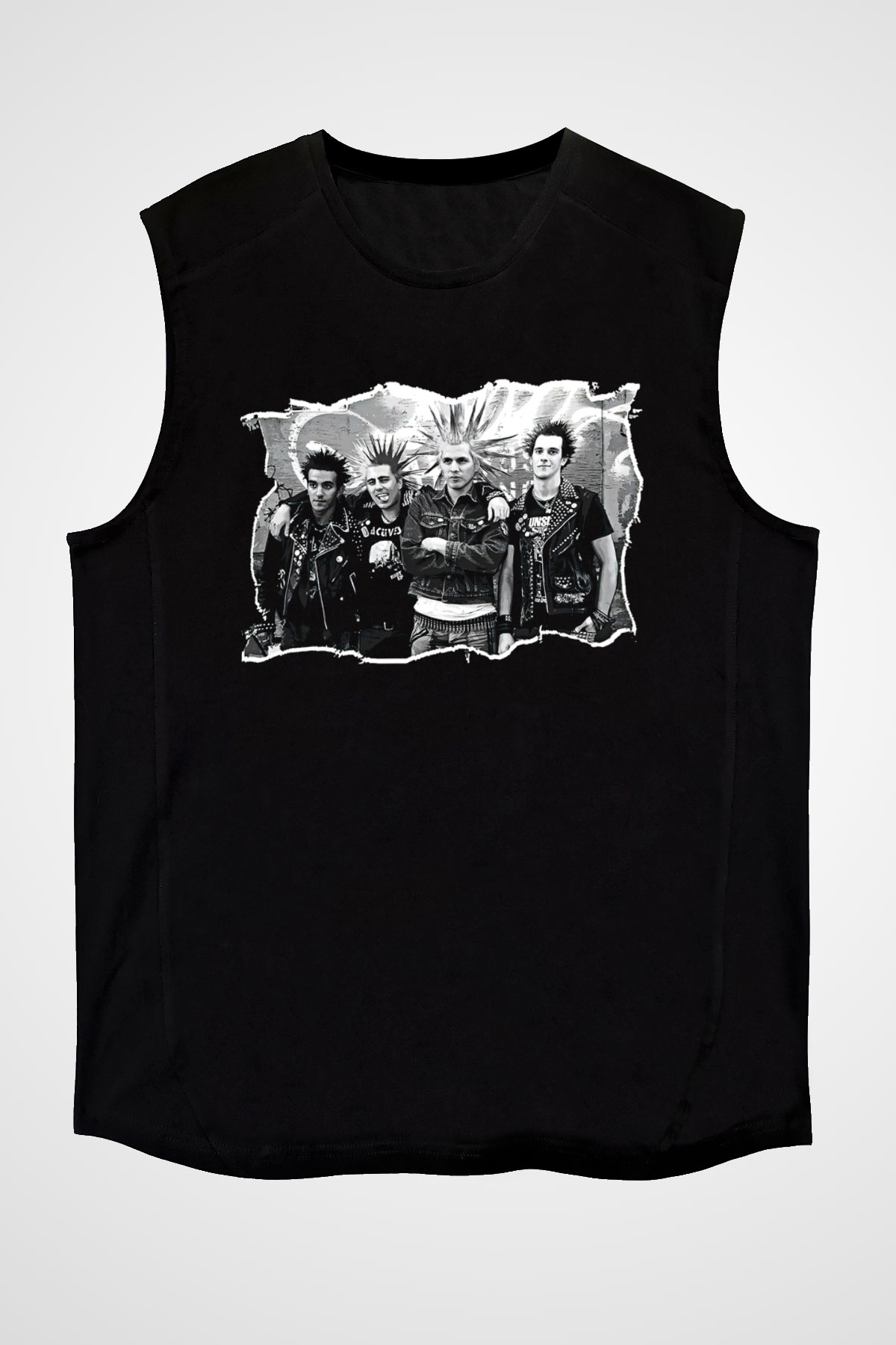Casualties Baskılı Unisex Siyah Kolsuz Tişört - Tshirt