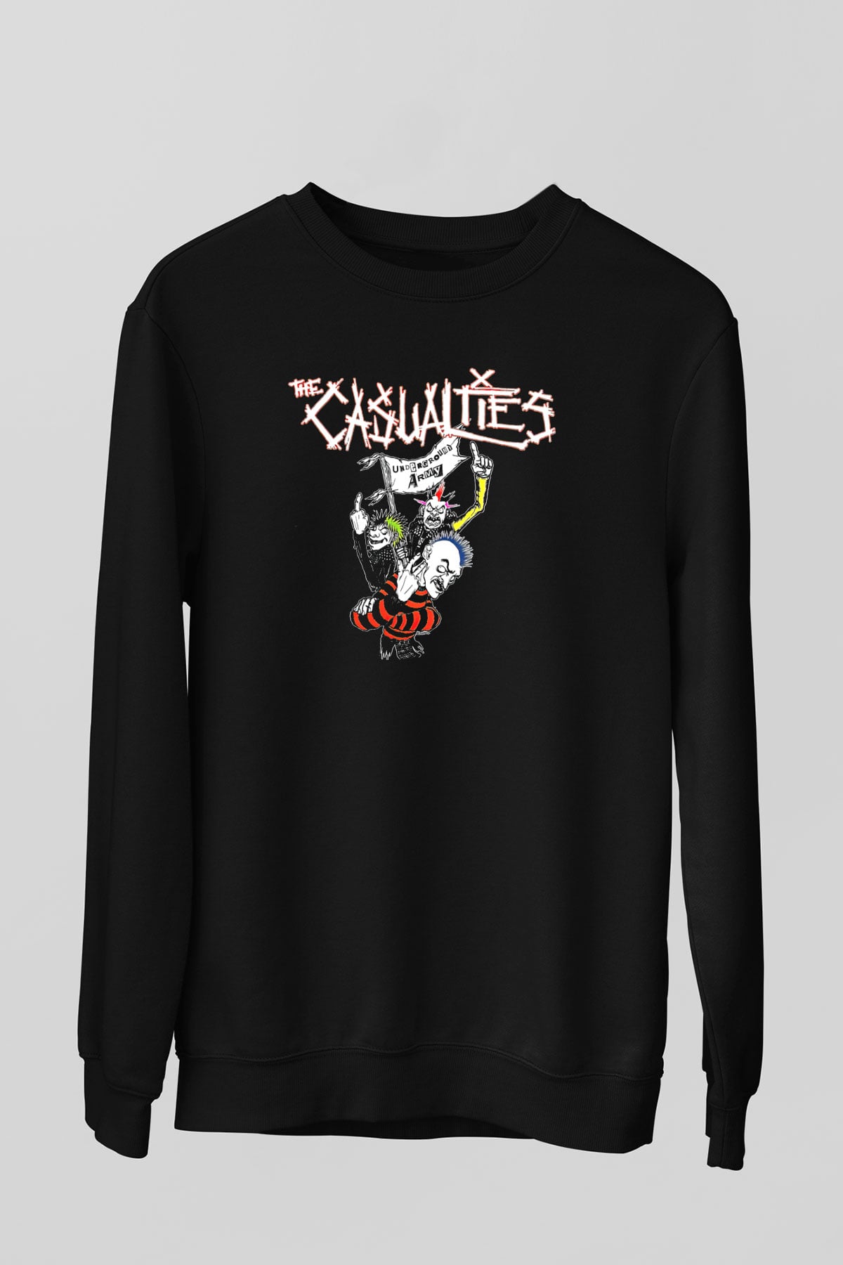Casualties Baskılı Unisex Siyah Sweatshirt