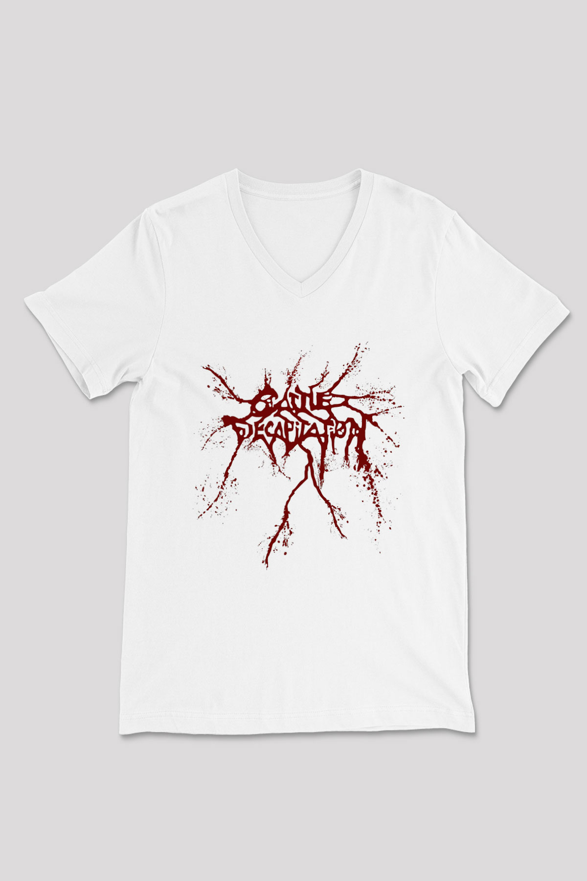 Cattle Decapitation Beyaz Unisex V Yaka Tişört T-Shirt