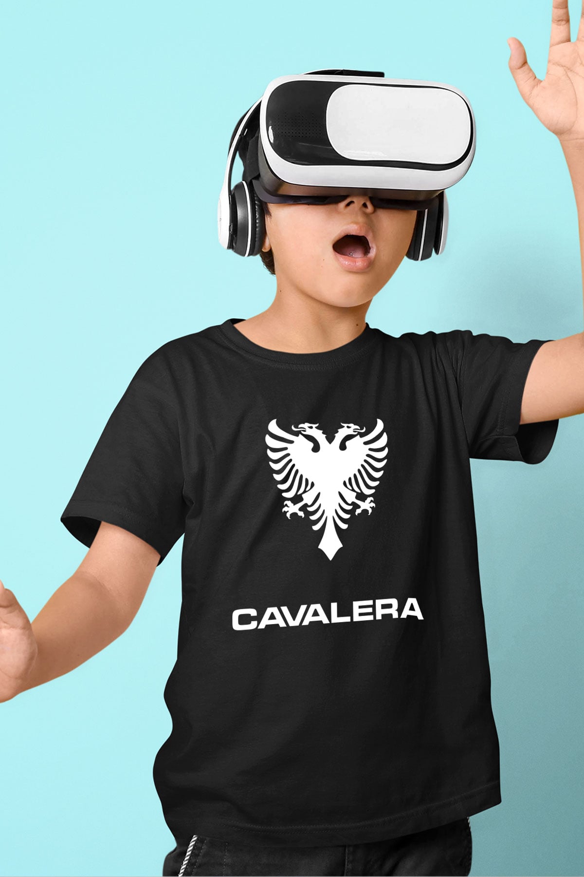 Cavalera Baskılı Unisex Siyah Çocuk Tişört - Tshirt