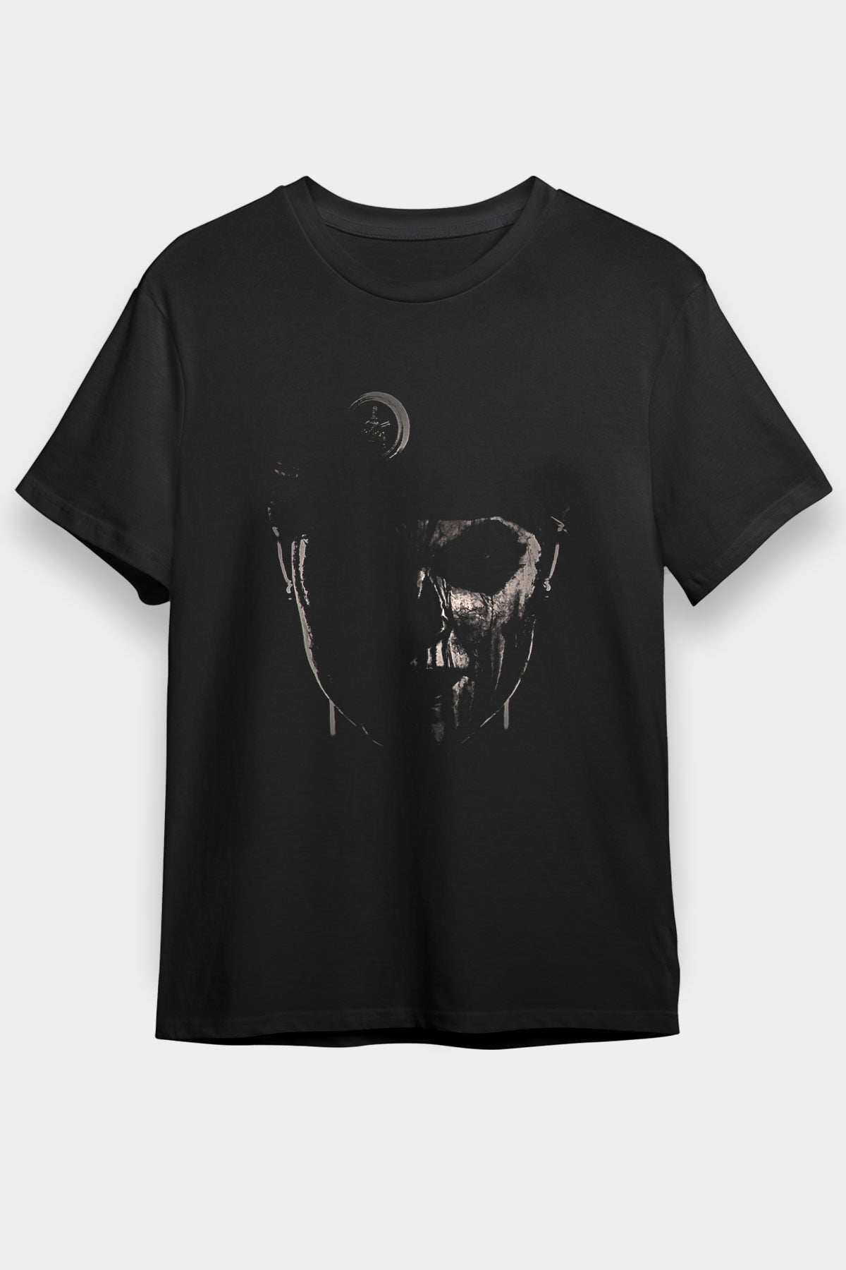 Caveira Baskılı Unisex Siyah Tişört - Tshirt