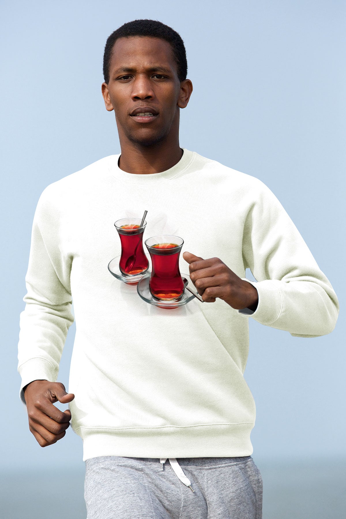 Çaycı Beyaz Unisex Sweatshirt