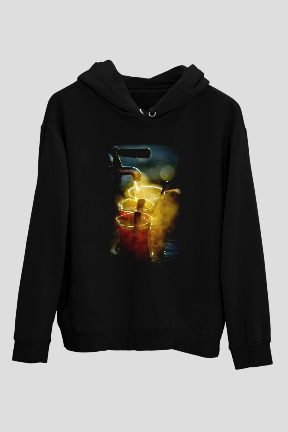 Çaycı Siyah Unisex Kapşonlu Sweatshirt