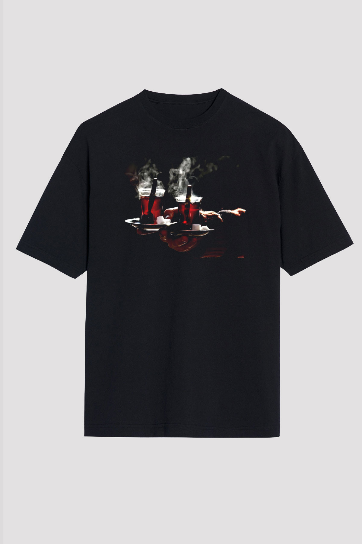 Çaycı Siyah Oversize Tişört Oversize T-shirt - TişörtFabrikası