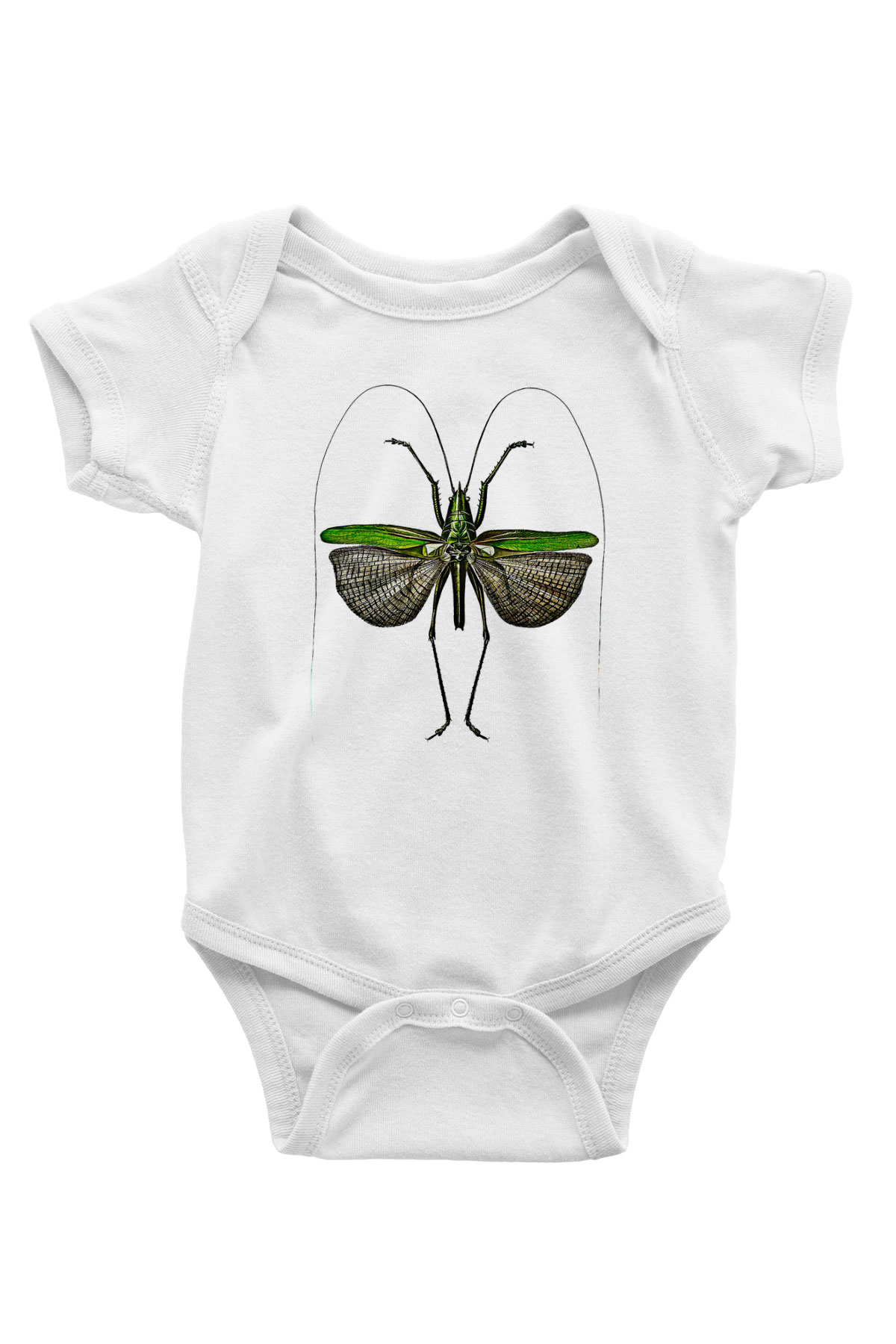 Çekirge Baskılı Beyaz Unisex Bebek Body - Zıbın