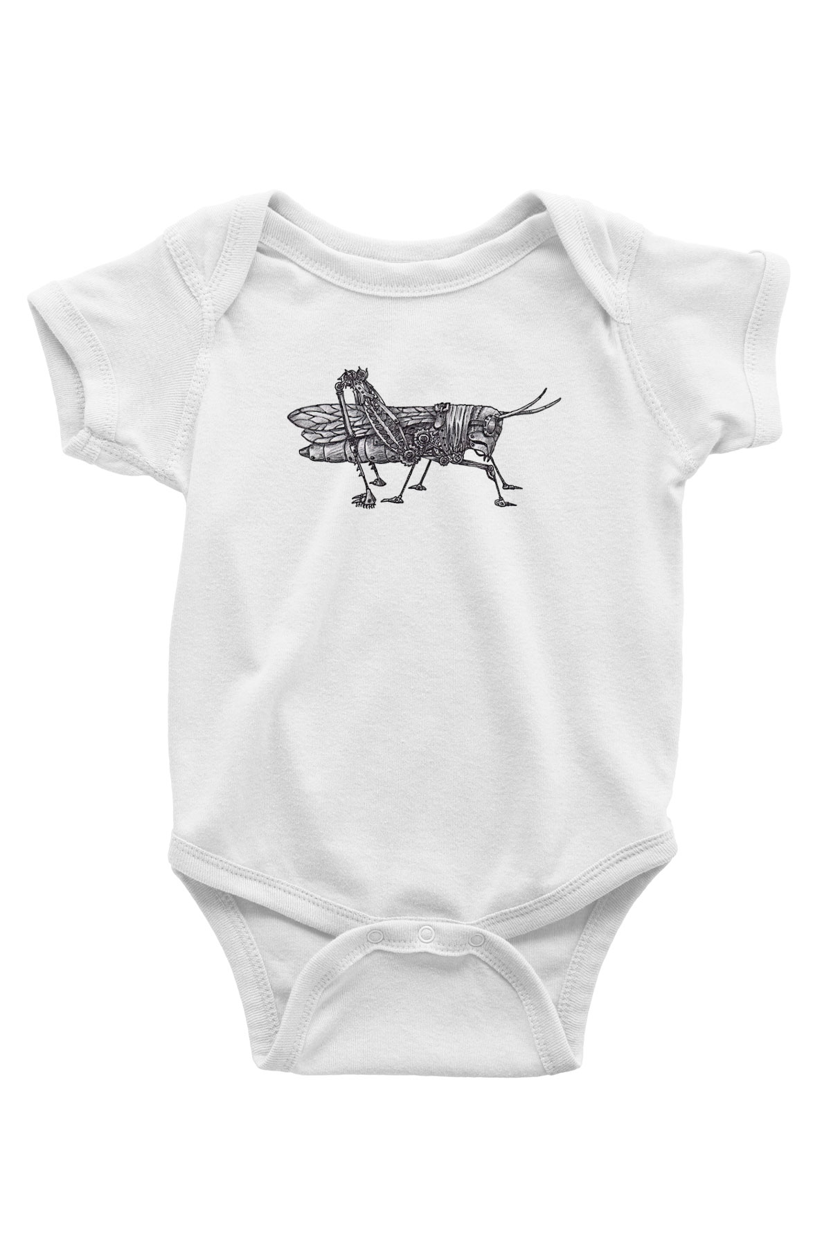 Çekirge Baskılı Beyaz Unisex Bebek Body - Zıbın