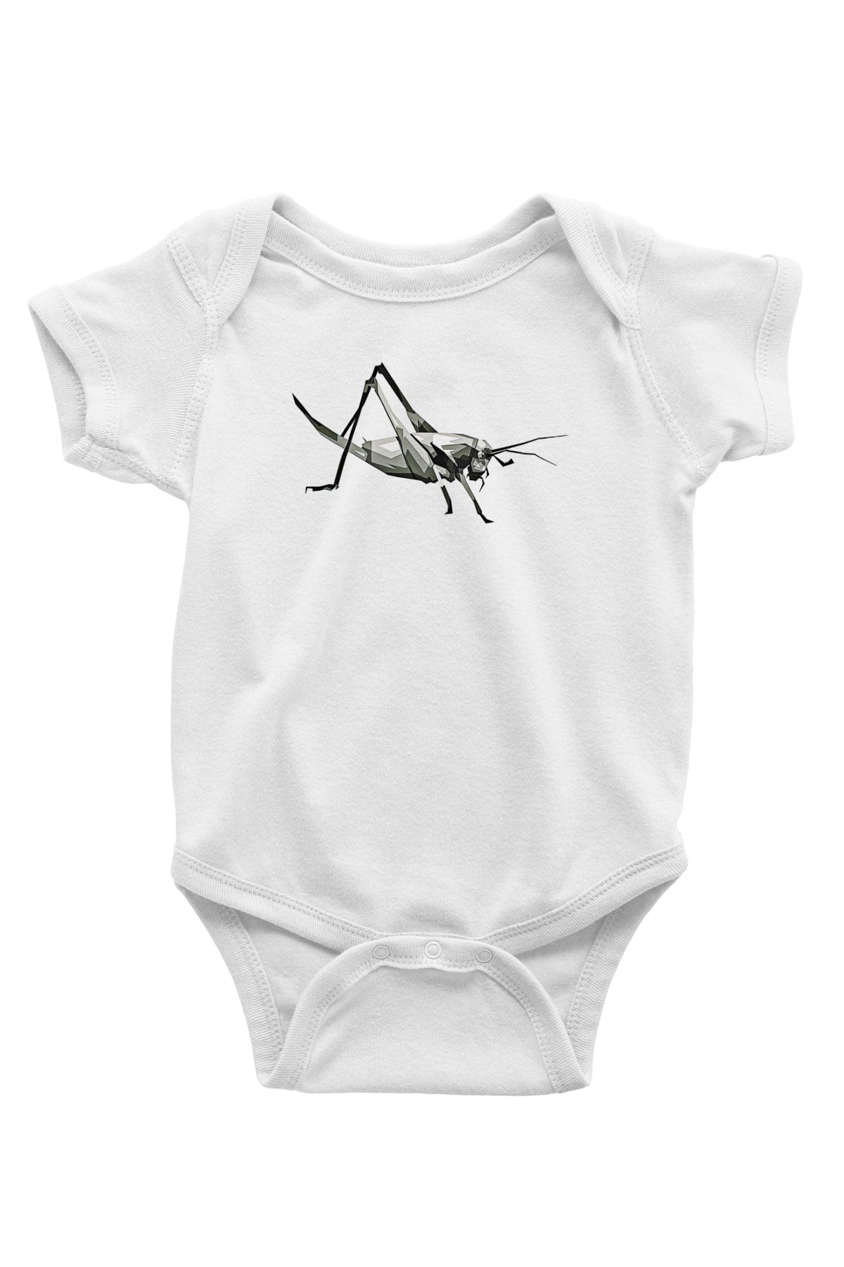 Çekirge Baskılı Beyaz Unisex Bebek Body - Zıbın