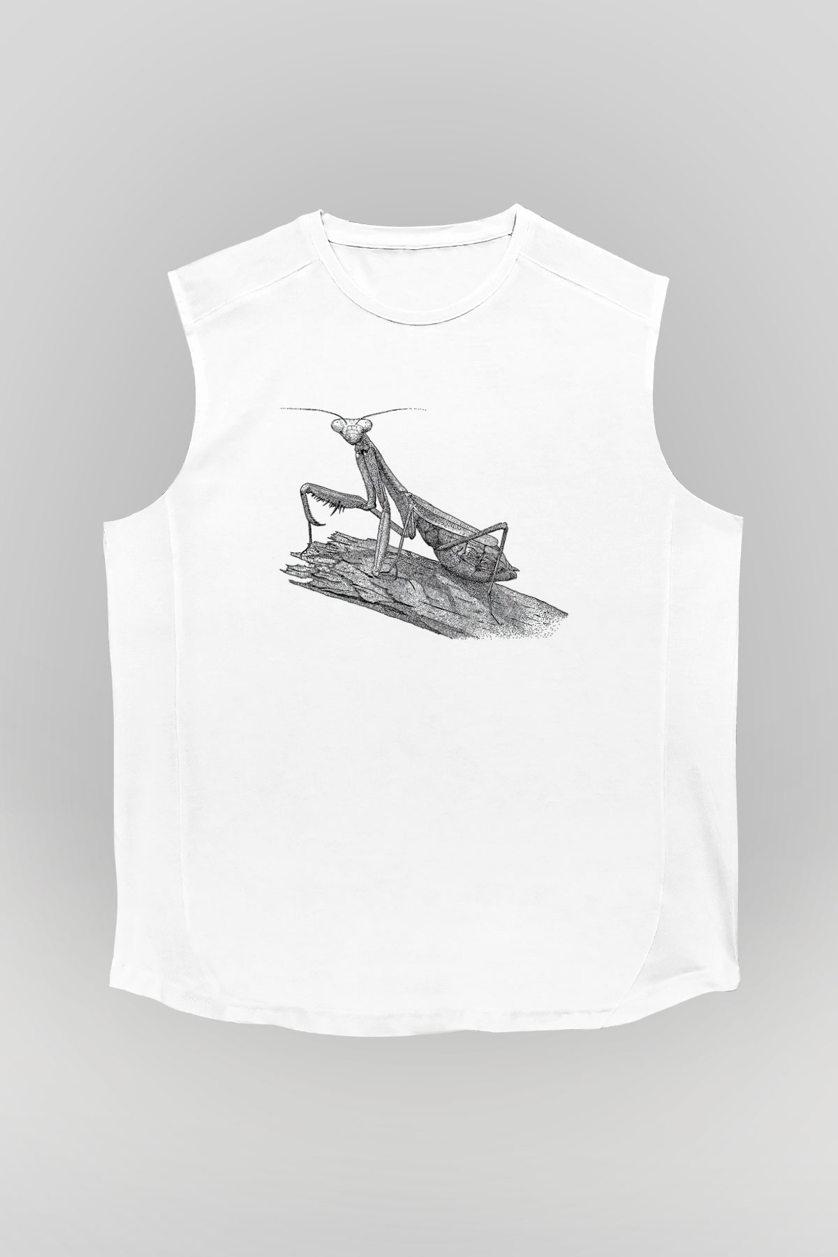 Çekirge Baskılı Beyaz Unisex Kolsuz Tişört - Tshirt