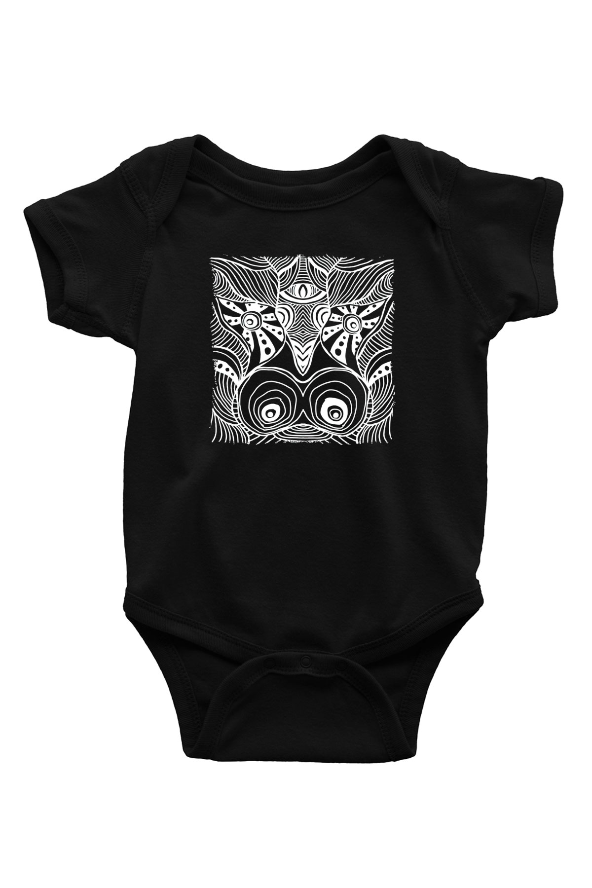 Çekirge Baskılı Unisex Siyah Bebek Body - Zıbın