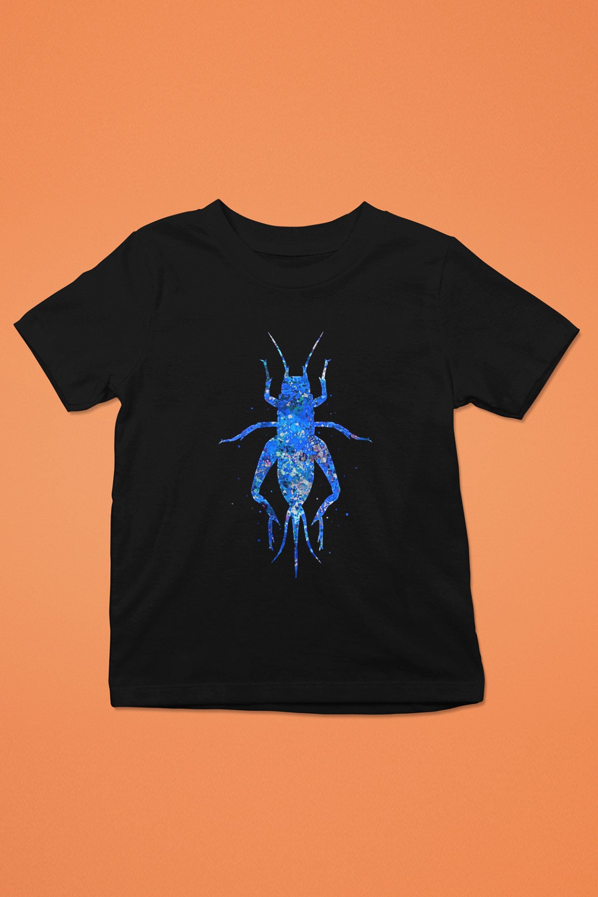 Çekirge Baskılı Unisex Siyah Çocuk Tişört - Tshirt