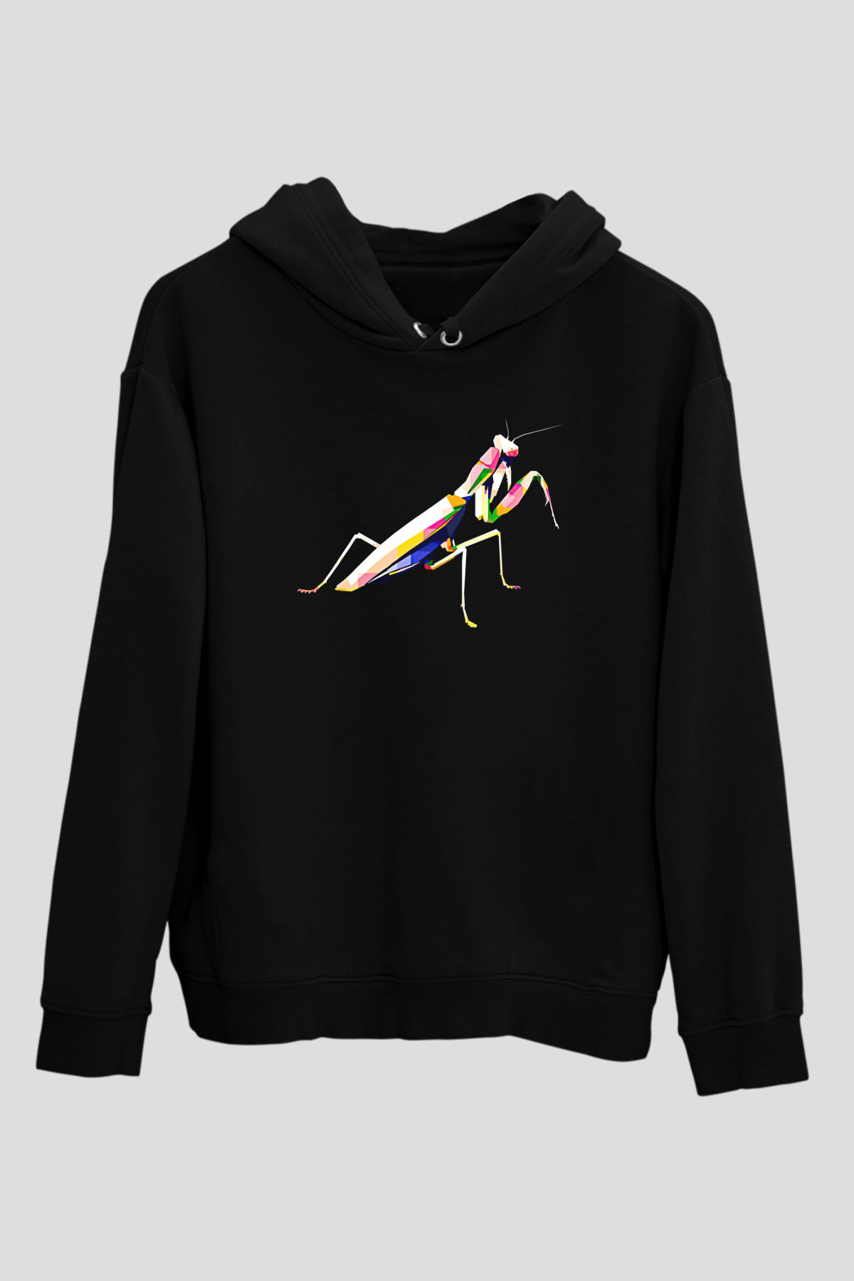 Çekirge Baskılı Unisex Siyah Hoodie