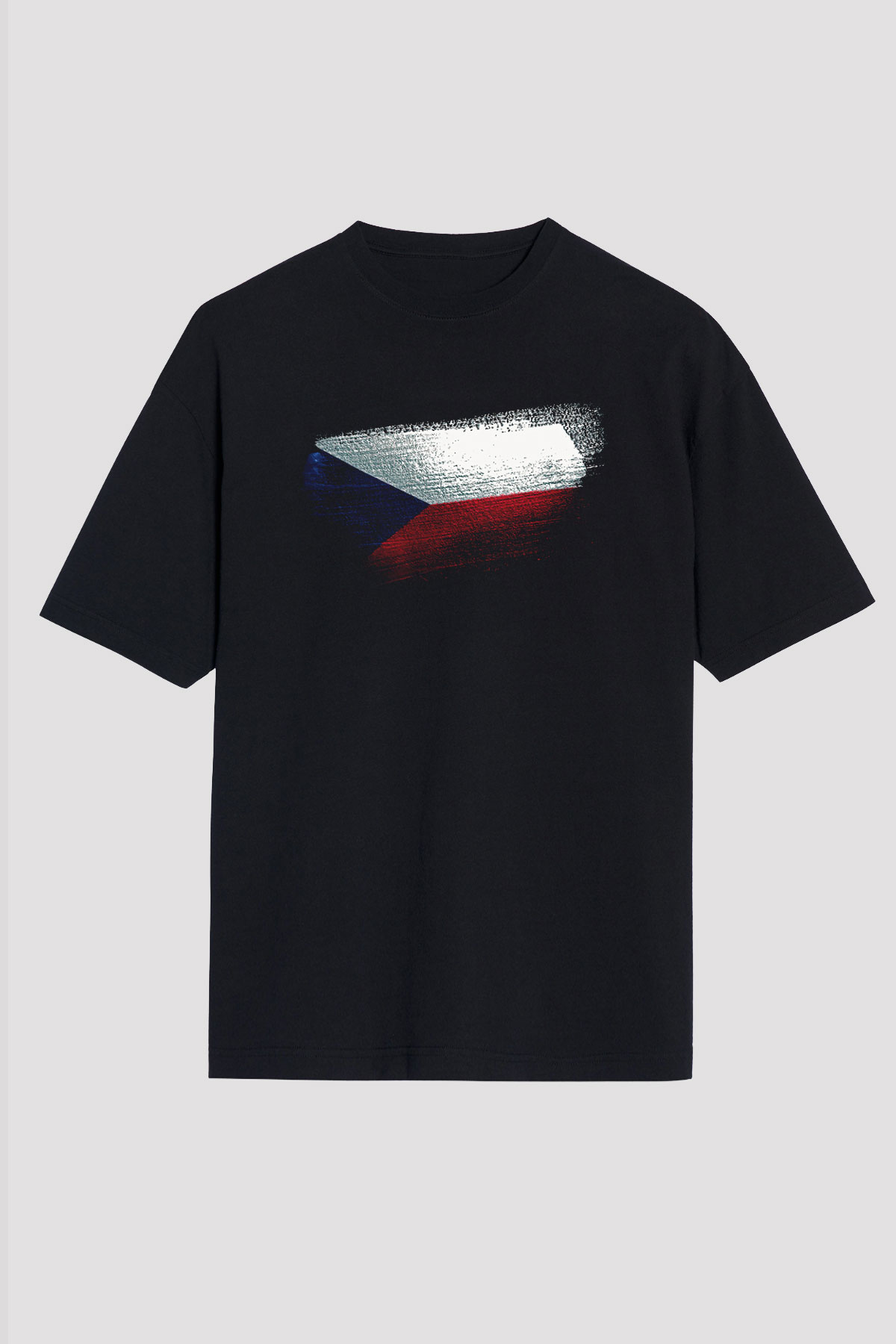 Çekya - Czechia - Czech Republic Bayrağı Baskılı Unisex Siyah Oversize Tişört