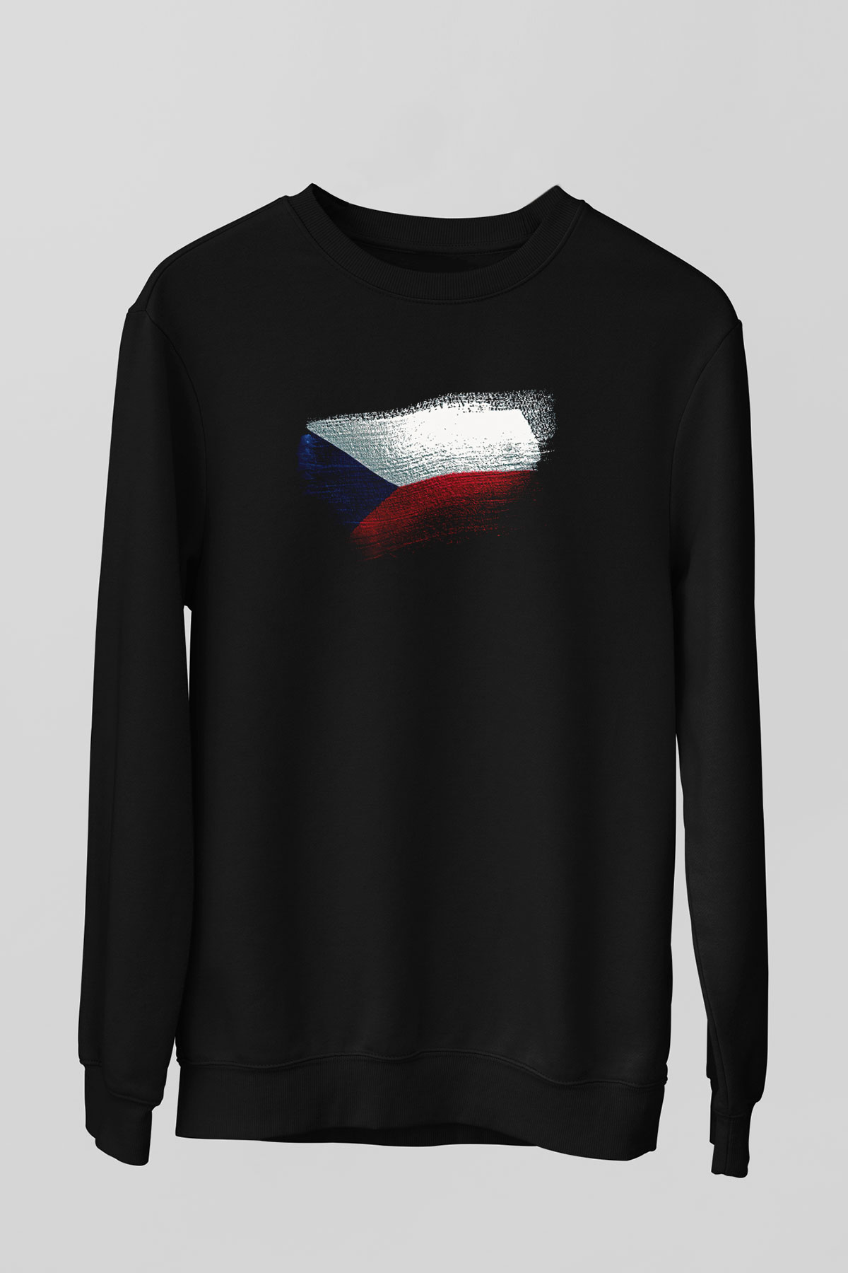 Çekya - Czechia - Czech Republic Bayrağı Baskılı Unisex Siyah Sweatshirt