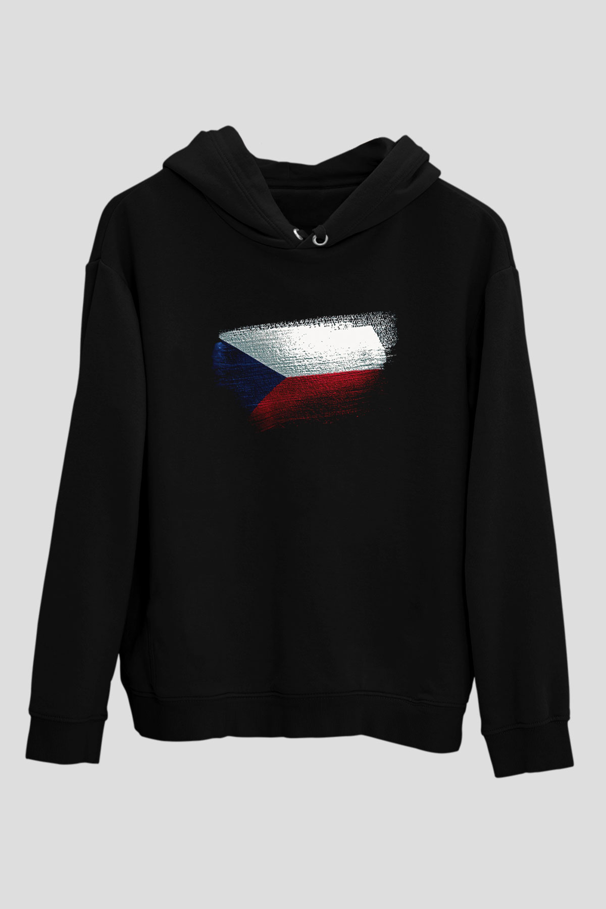 Çekya - Czechia - Czech Republic Bayrağı Baskılı Unisex Siyah Hoodie
