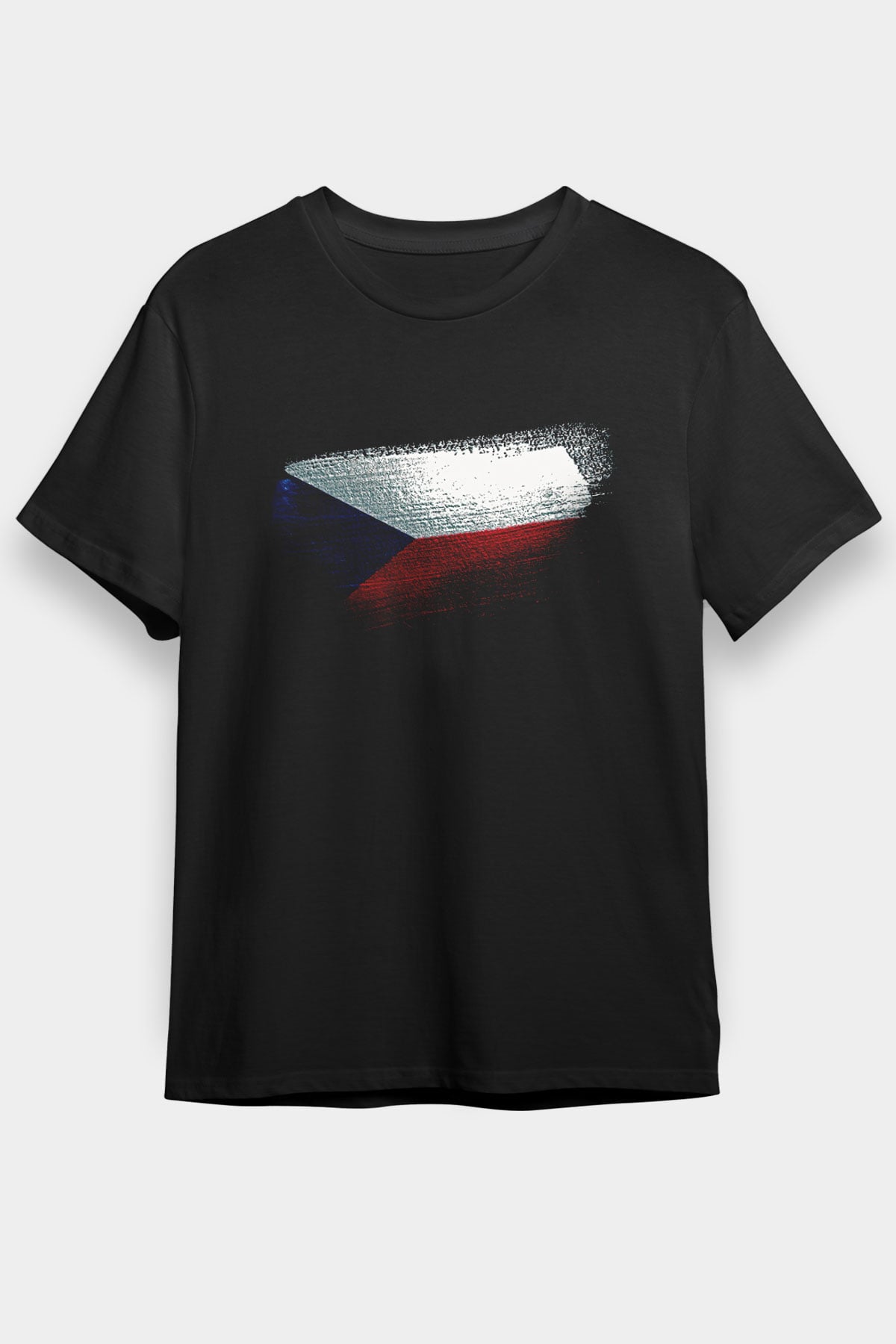 Çekya - Czechia - Czech Republic Bayrağı Baskılı Unisex Siyah Tişört