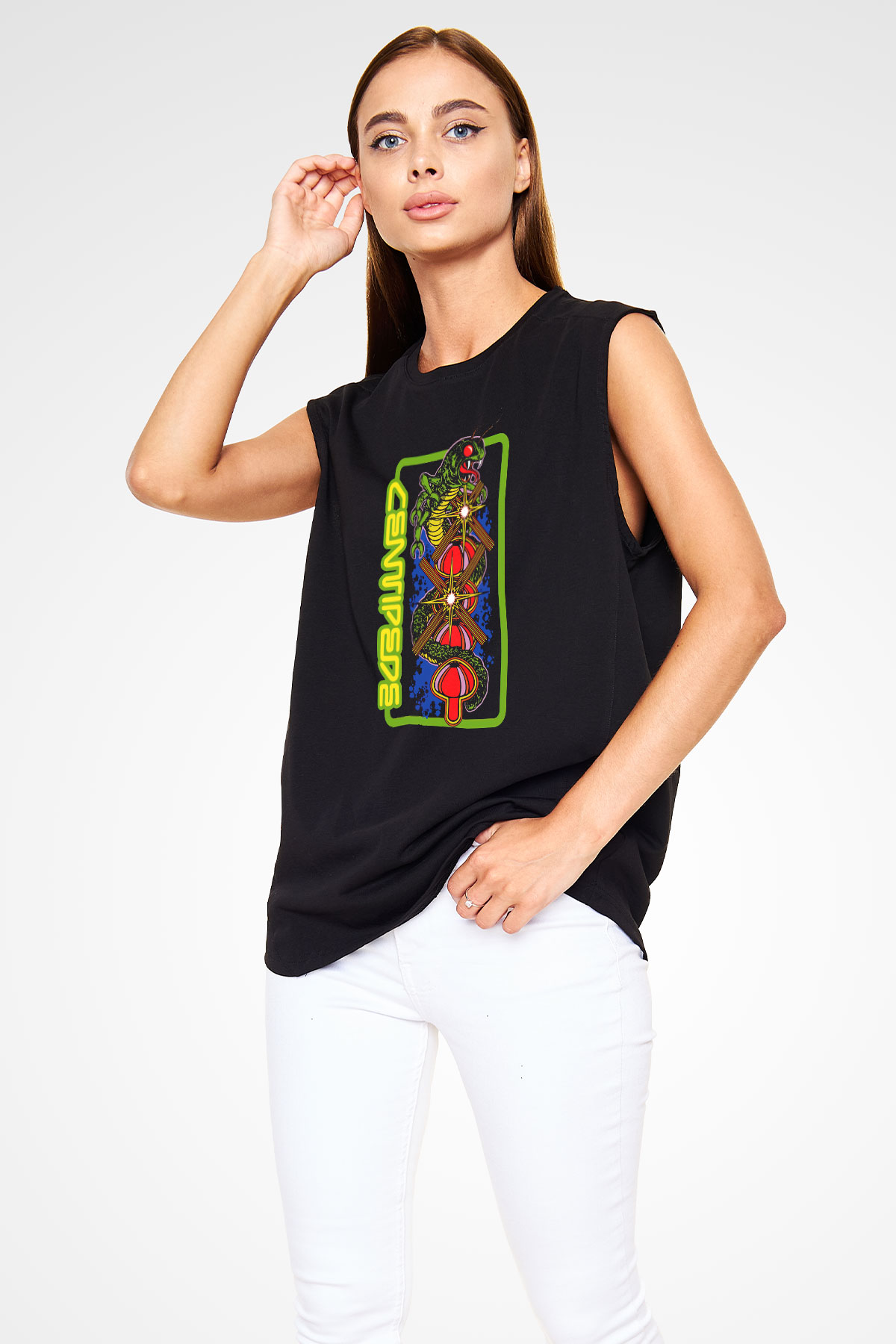 Centipede Siyah Unisex  Kolsuz Tişört