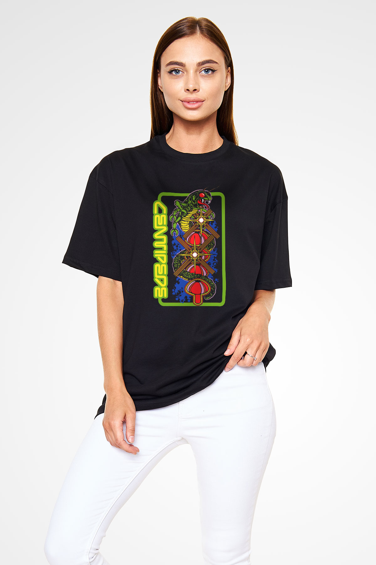 Centipede Siyah Oversize Tişört
