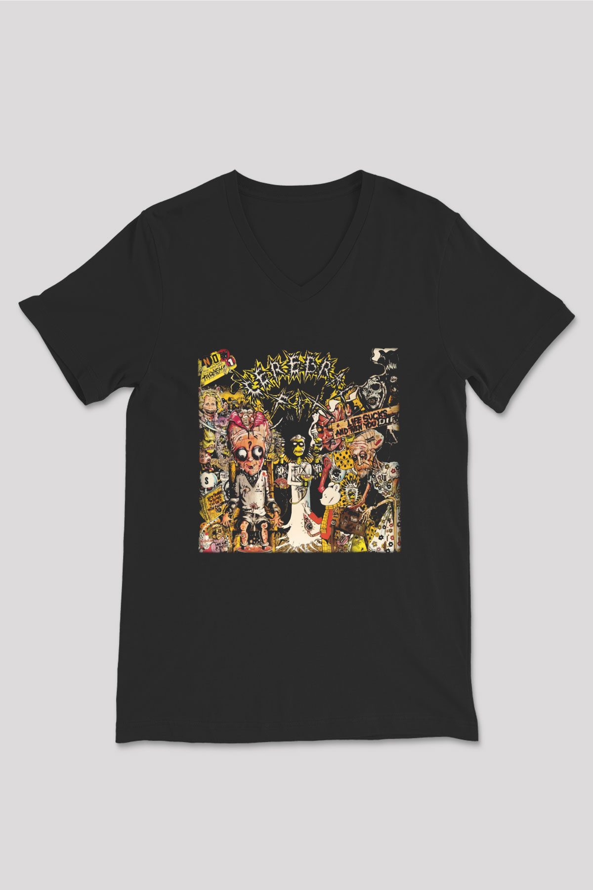 Cerebral Fix Siyah Unisex V Yaka Tişört T-Shirt