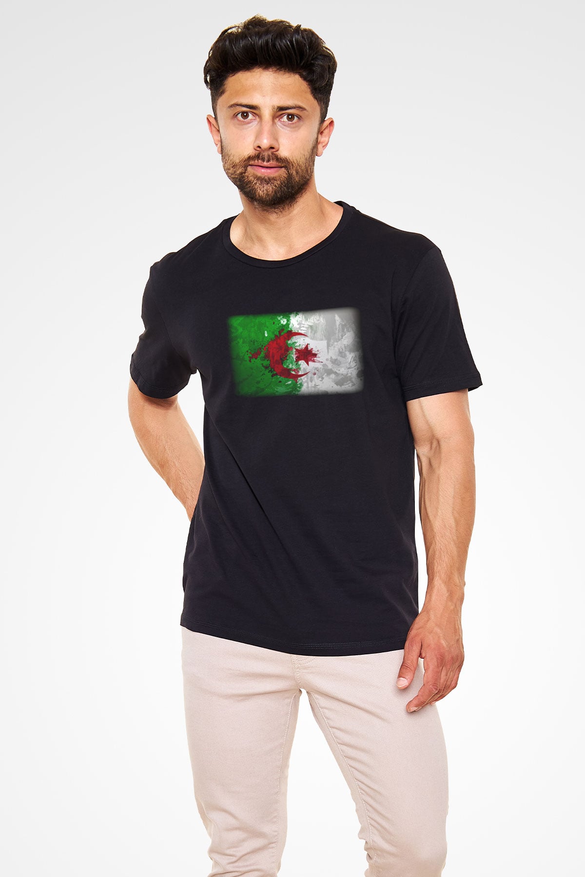 Cezayir Siyah Unisex Tişört T-Shirt - TişörtFabrikası