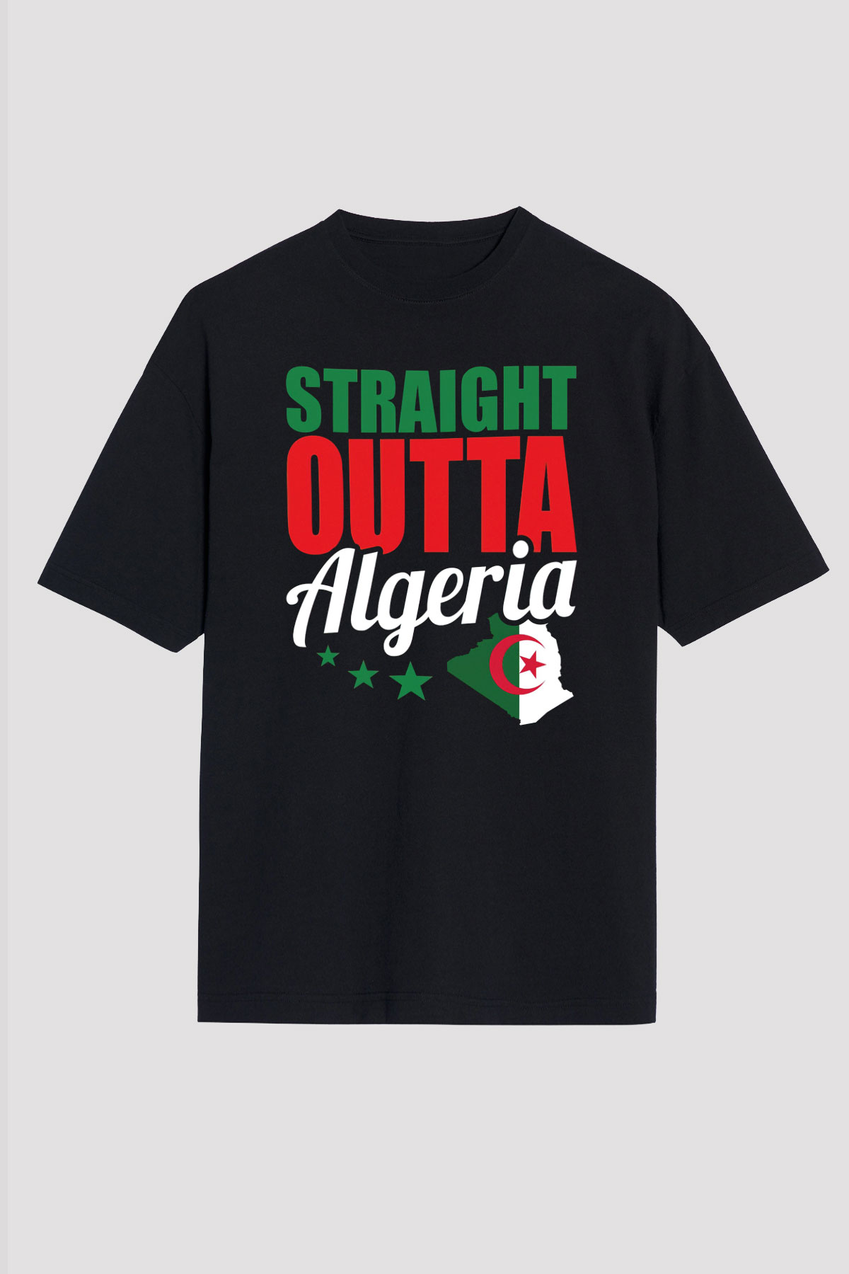 Cezayir Siyah Oversize Tişört Oversize T-shirt - TişörtFabrikası