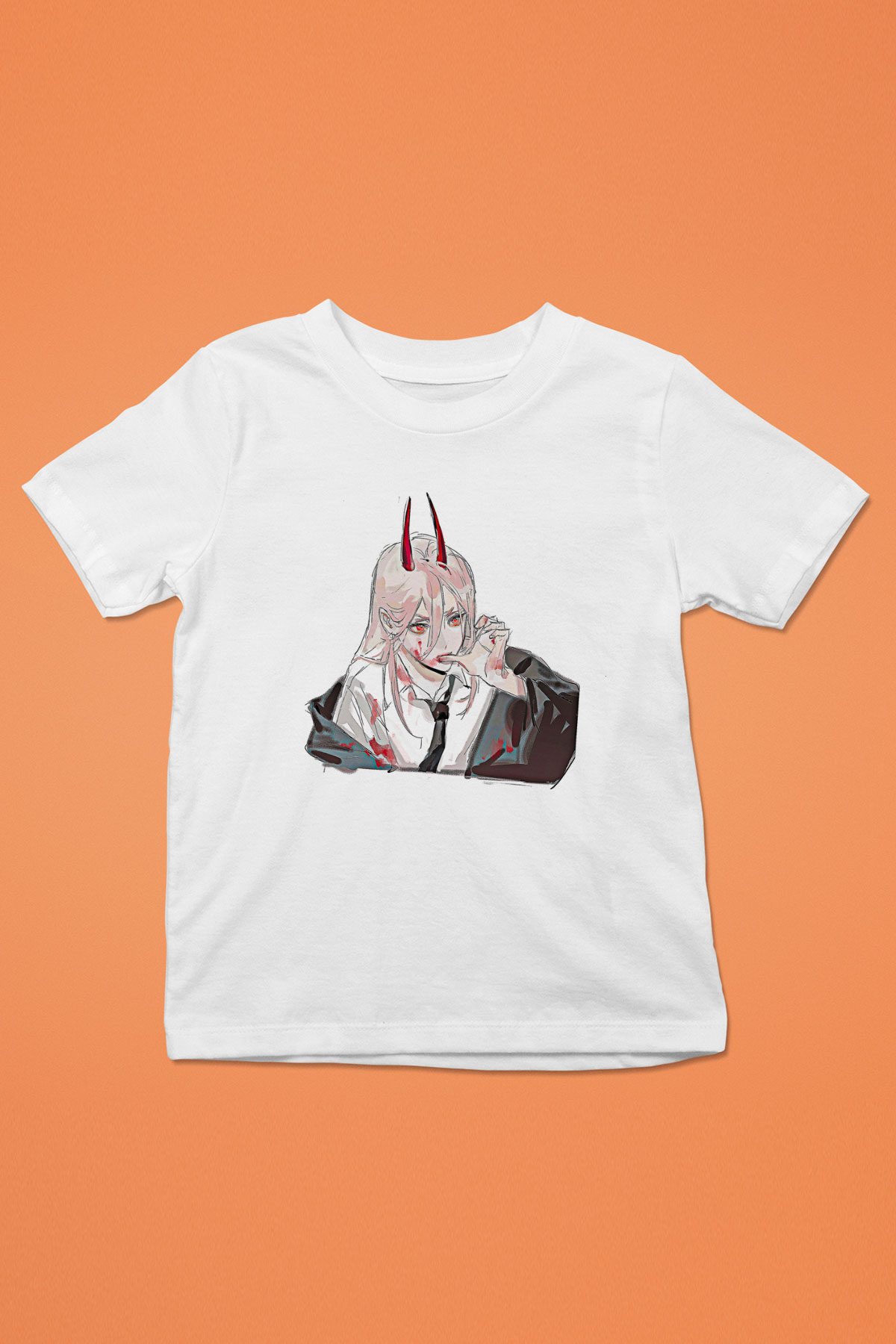 Chainsaw Man Baskılı Beyaz Unisex Beyaz Çocuk Tişört - Tshirt