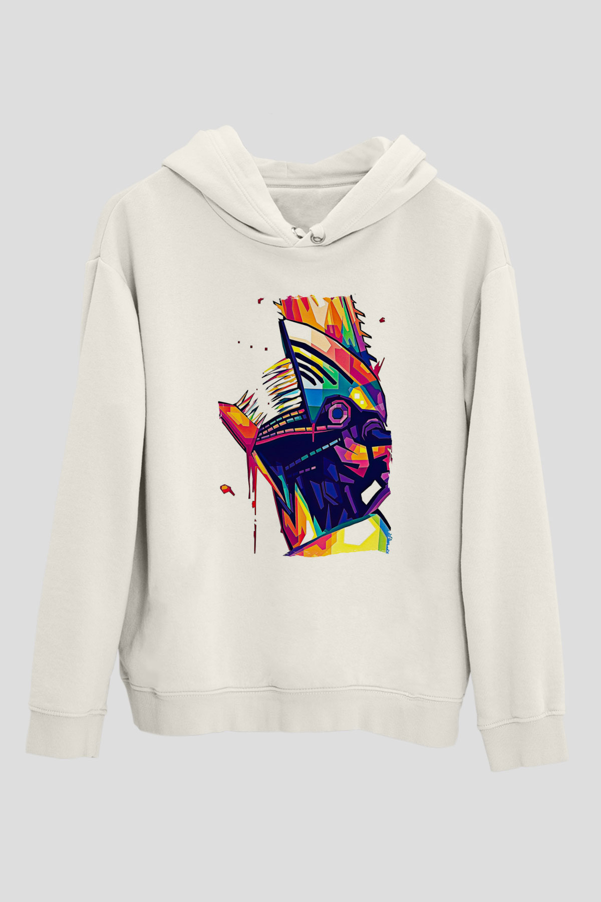 Chainsaw Man Baskılı Beyaz Unisex Hoodie