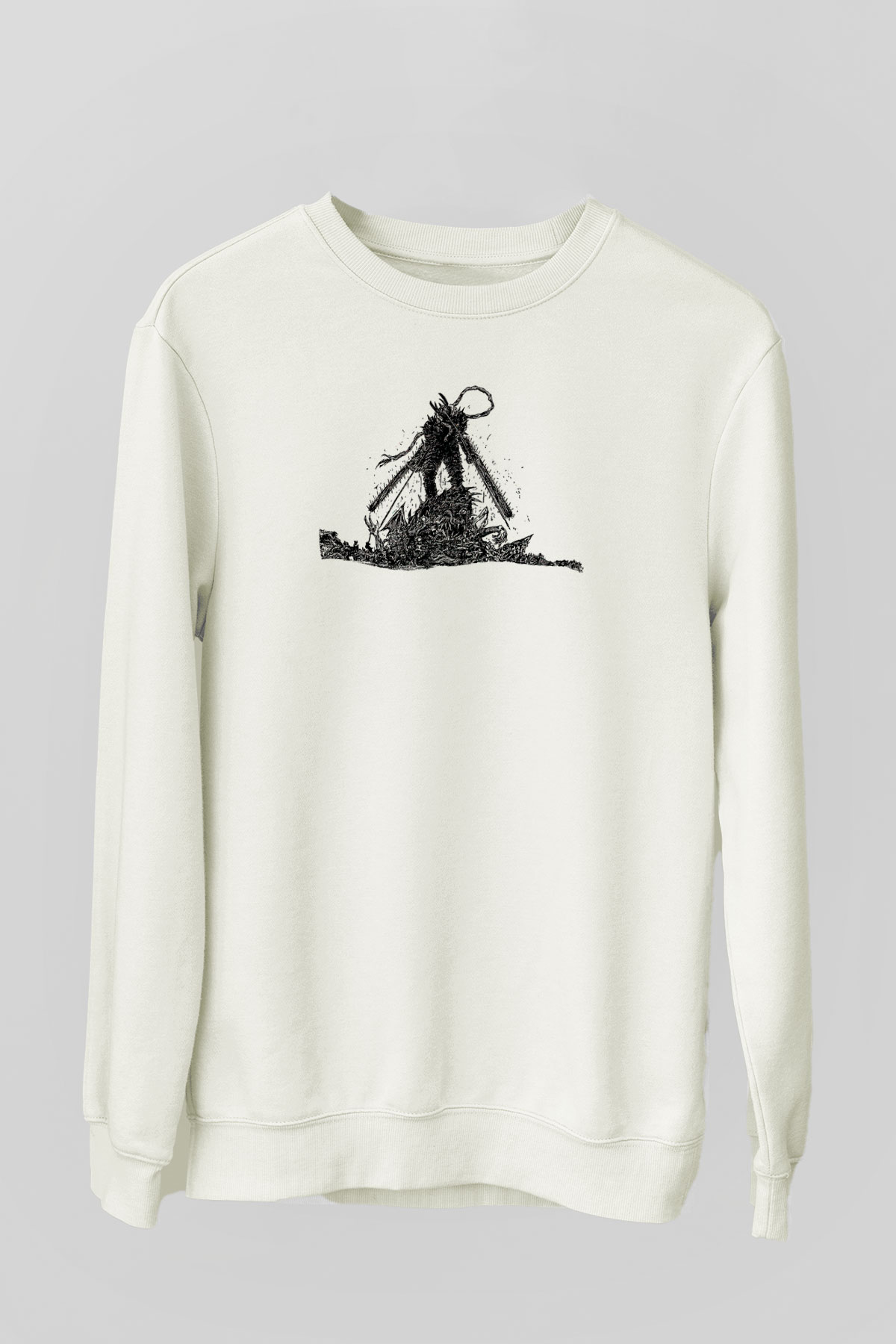 Chainsaw Man Baskılı Beyaz Unisex Sweatshirt