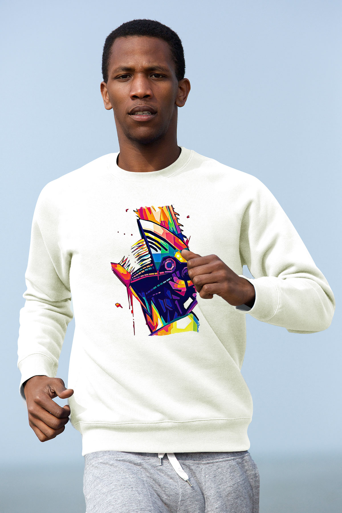 Chainsaw Man Baskılı Beyaz Unisex Sweatshirt
