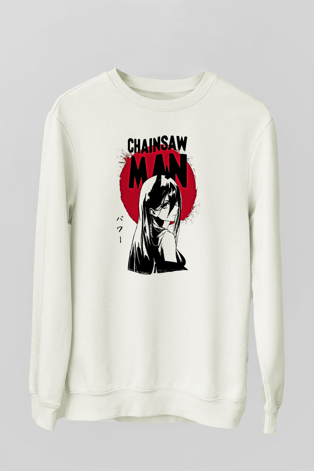 Chainsaw Man Baskılı Beyaz Unisex Sweatshirt