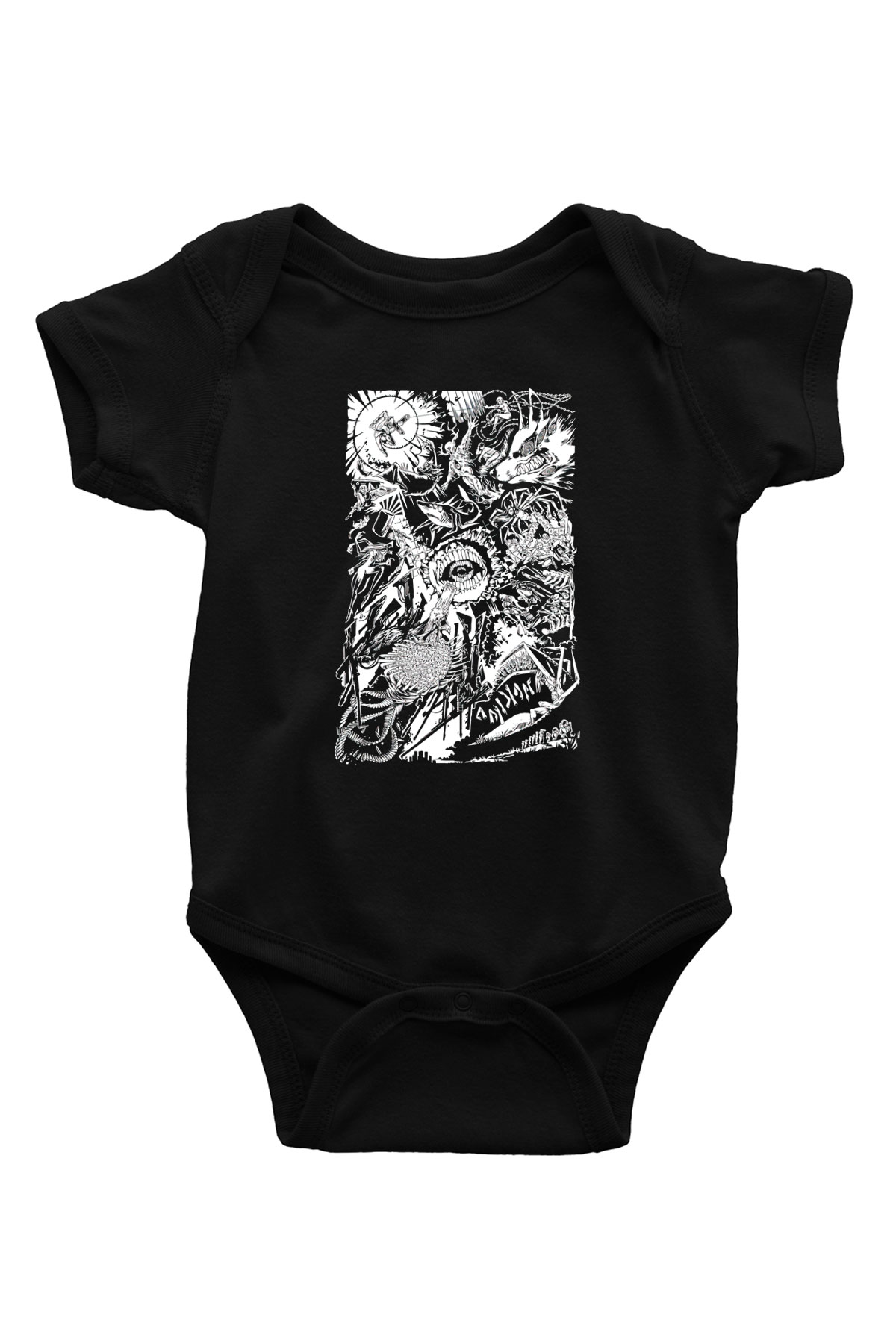 Chainsaw Man Baskılı Unisex Siyah Bebek Body - Zıbın