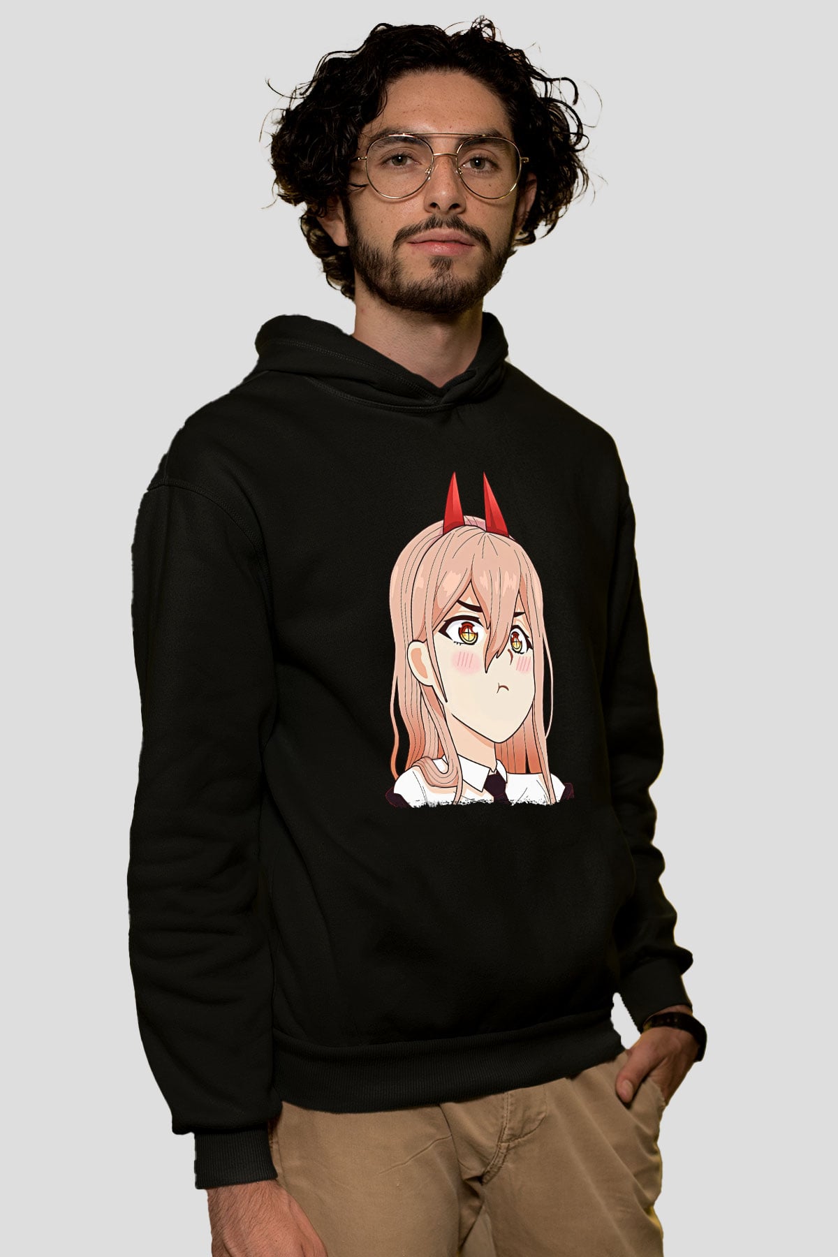 Chainsaw Man Baskılı Unisex Siyah Hoodie