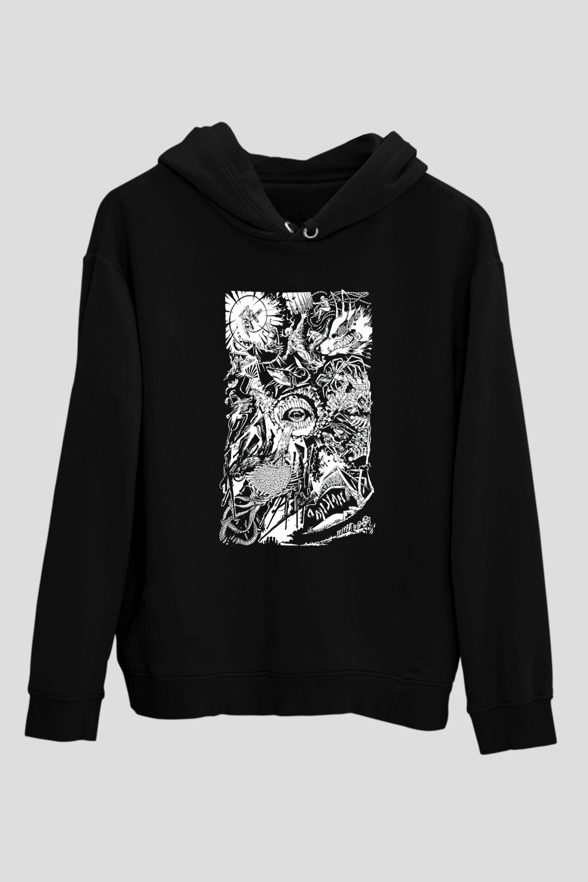 Chainsaw Man Baskılı Unisex Siyah Hoodie
