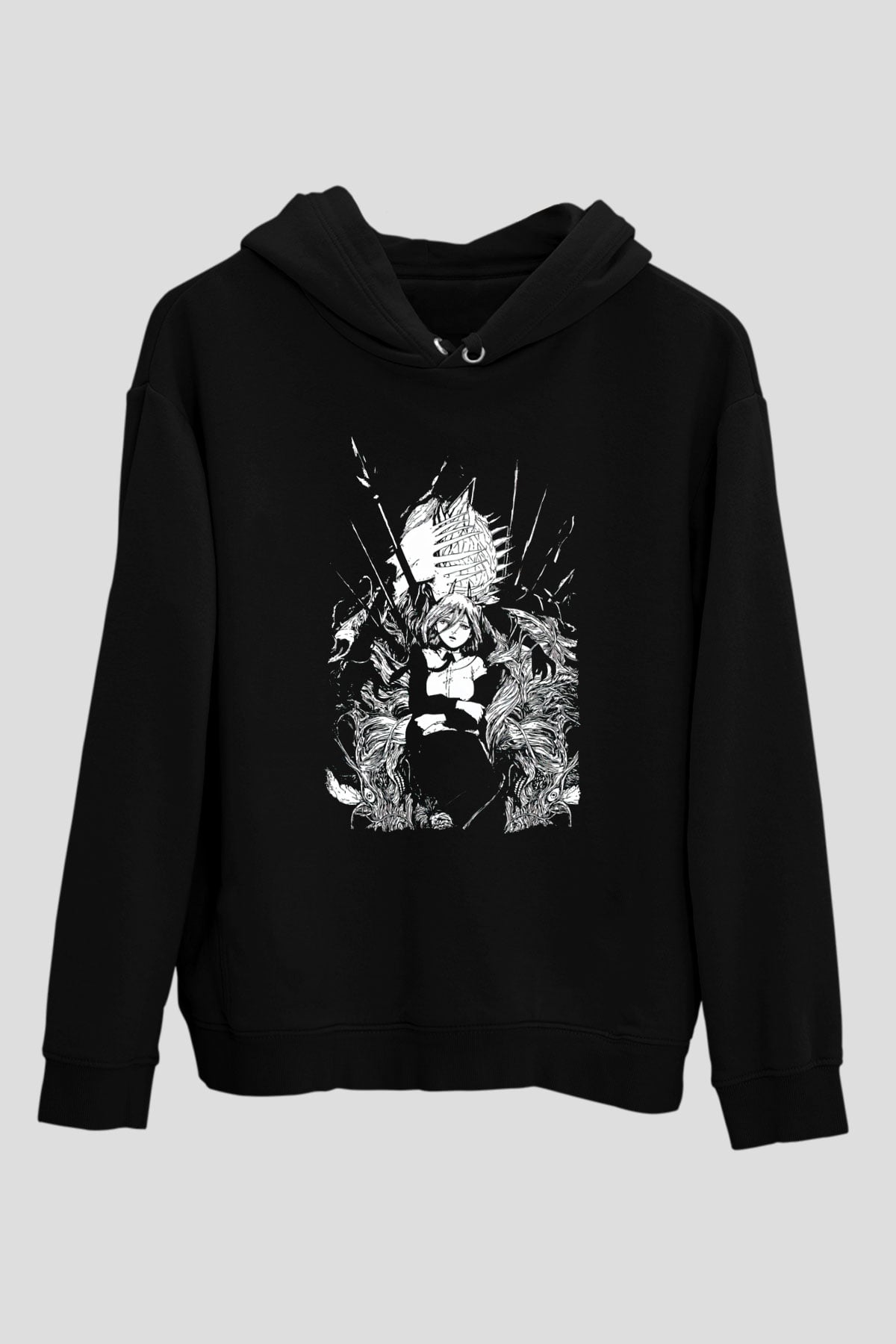 Chainsaw Man Baskılı Unisex Siyah Hoodie