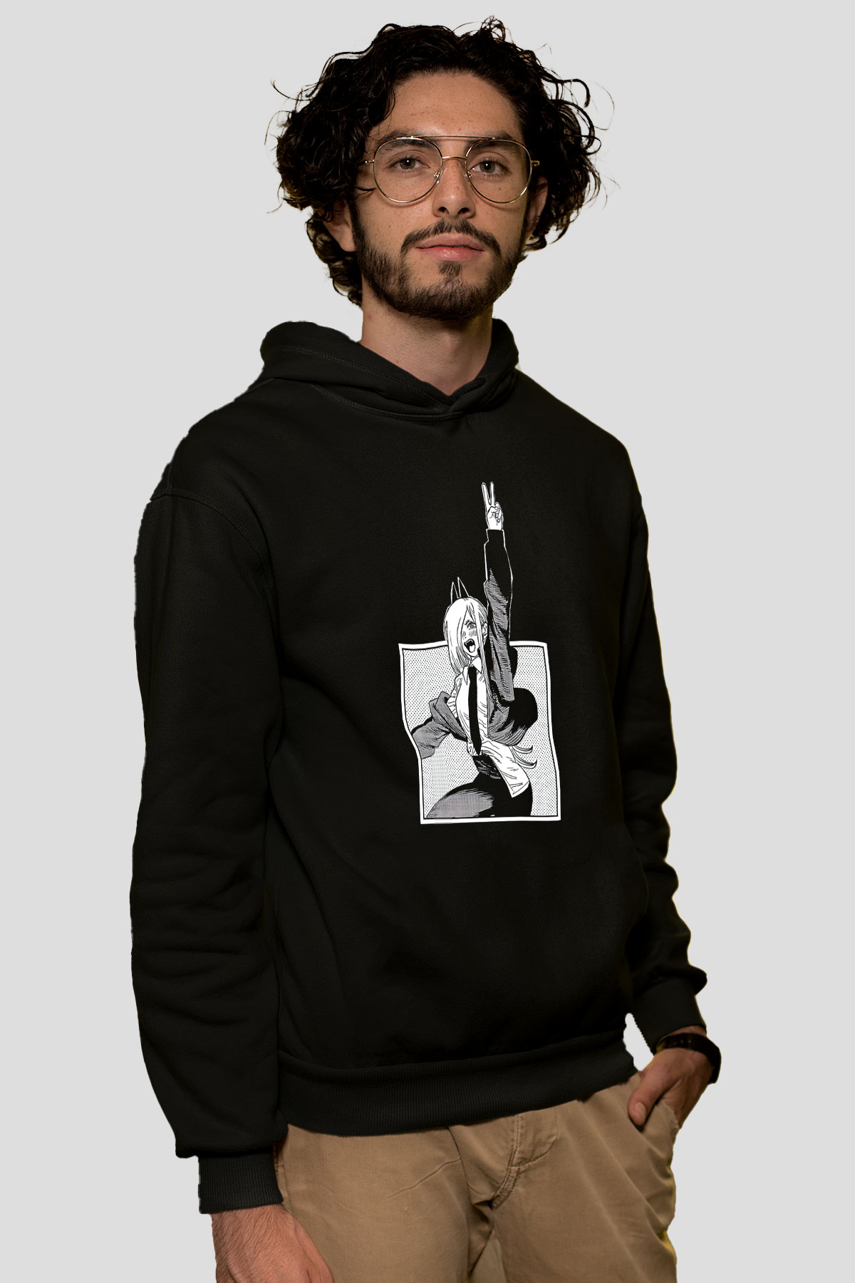 Chainsaw Man Baskılı Unisex Siyah Hoodie