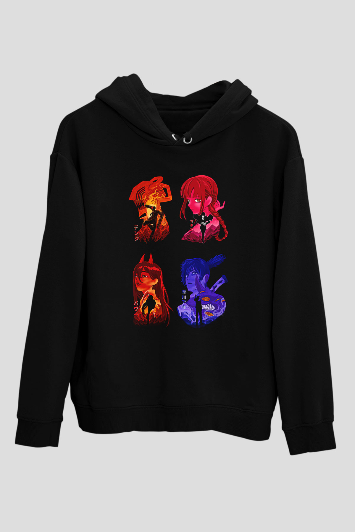 Chainsaw Man Baskılı Unisex Siyah Hoodie