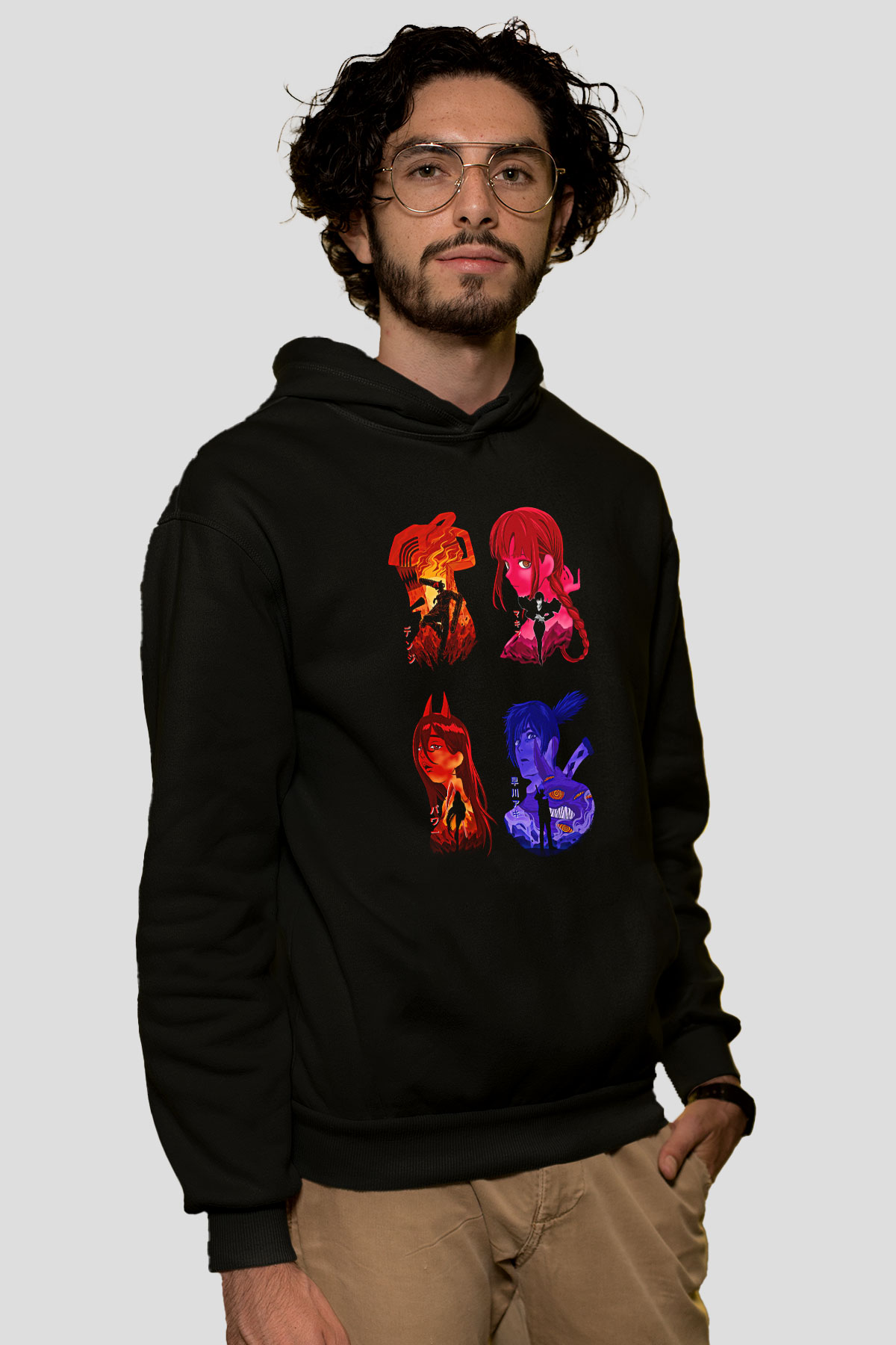 Chainsaw Man Baskılı Unisex Siyah Hoodie