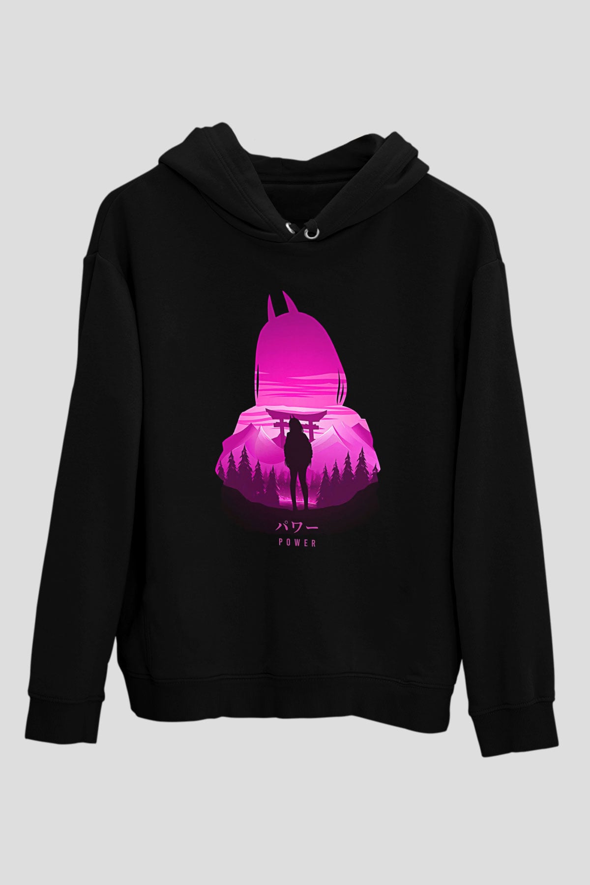 Chainsaw Man Baskılı Unisex Siyah Hoodie