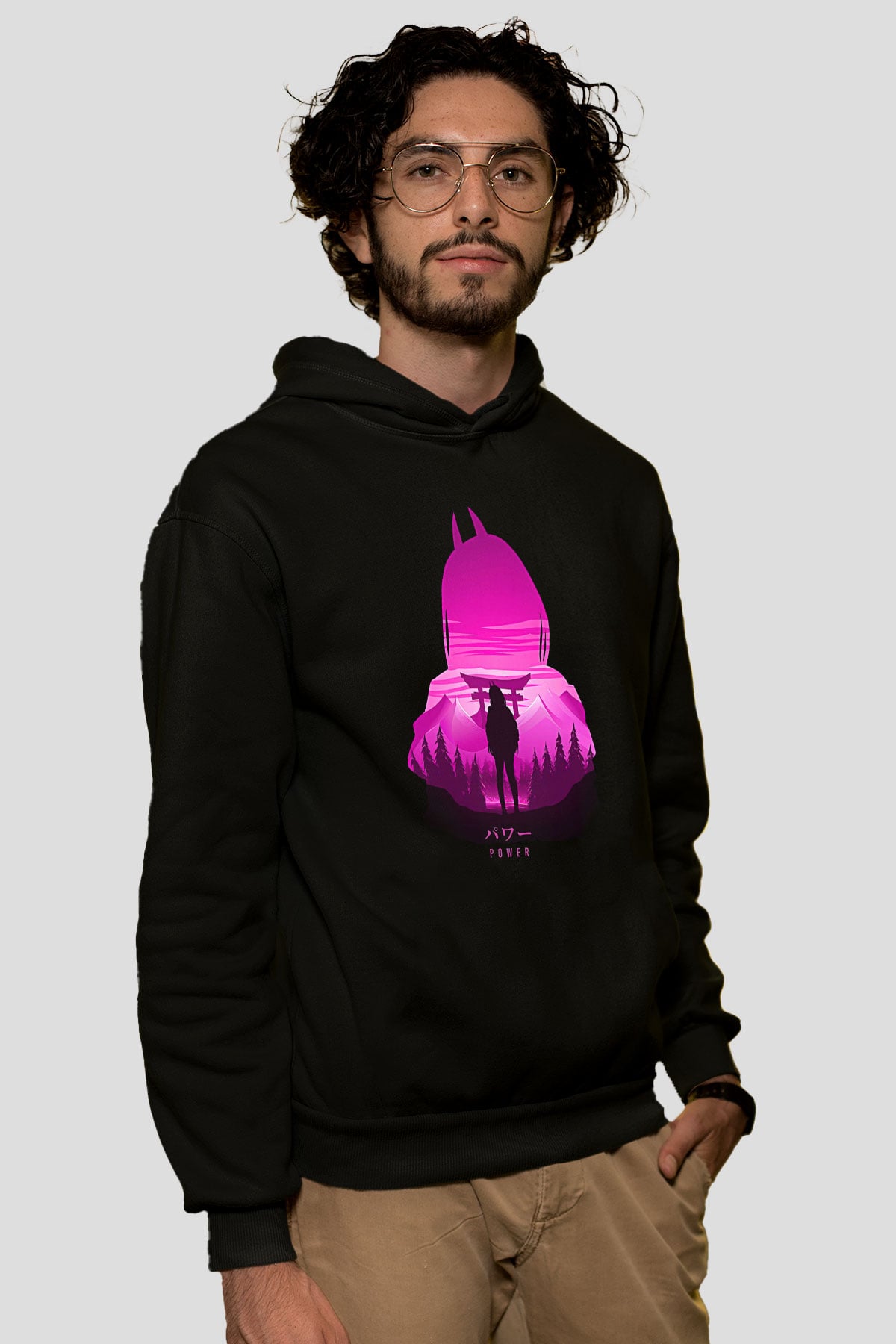 Chainsaw Man Baskılı Unisex Siyah Hoodie