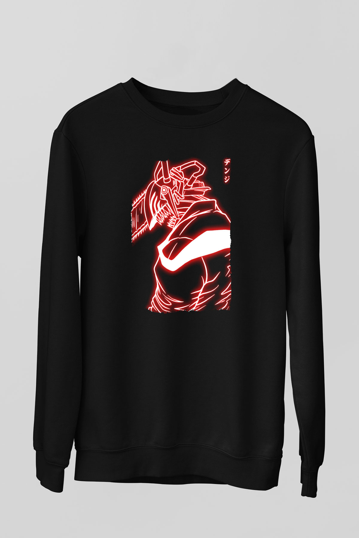 Chainsaw Man Baskılı Unisex Siyah Sweatshirt