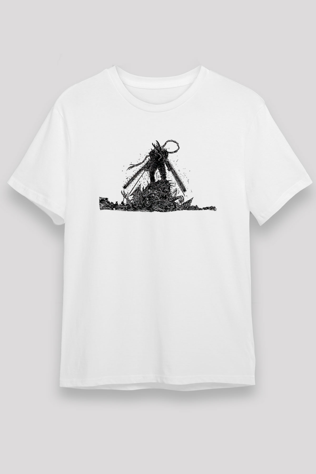 Chainsaw Man Unisex Baskılı Beyaz Tişört - Tshirt