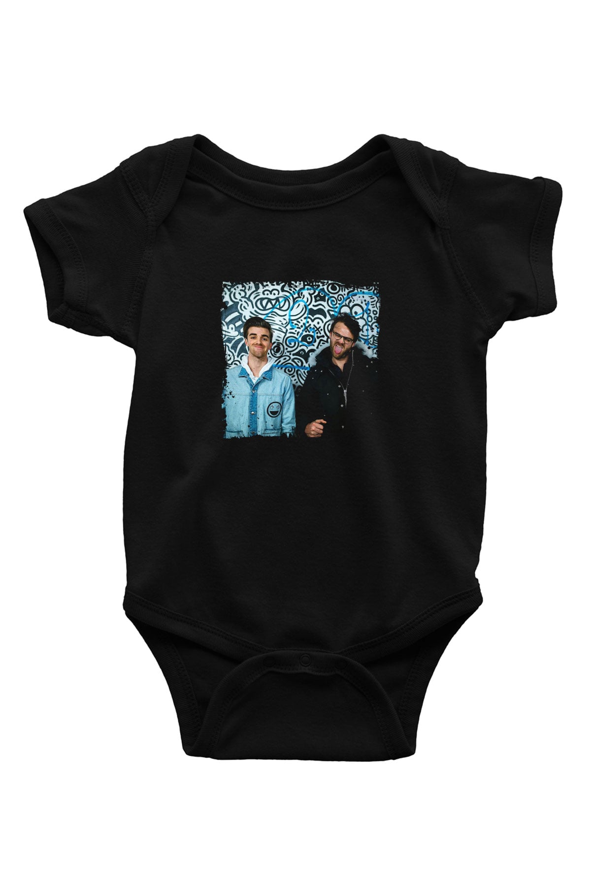 Chainsmokers Baskılı Unisex Siyah Bebek Body - Zıbın