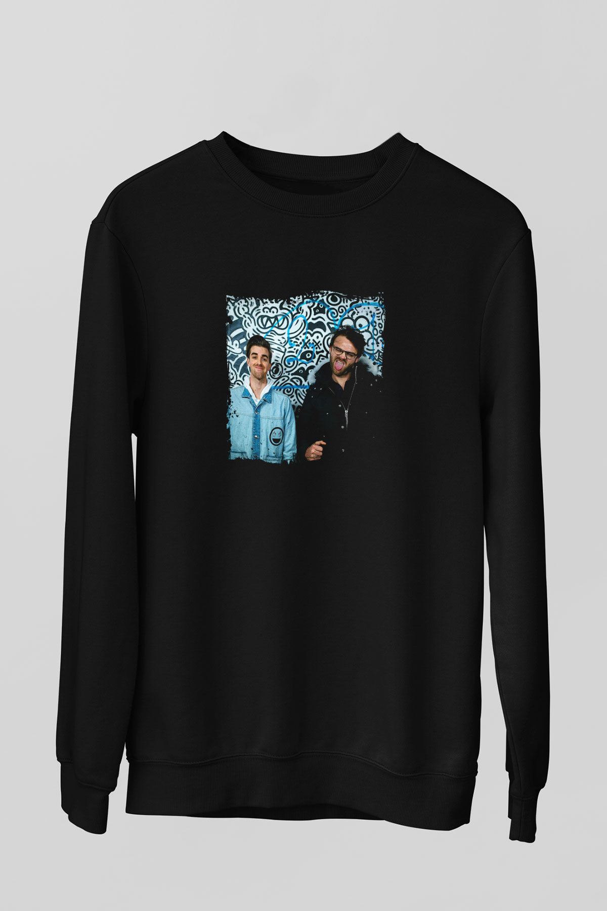 Chainsmokers Baskılı Unisex Siyah Sweatshirt