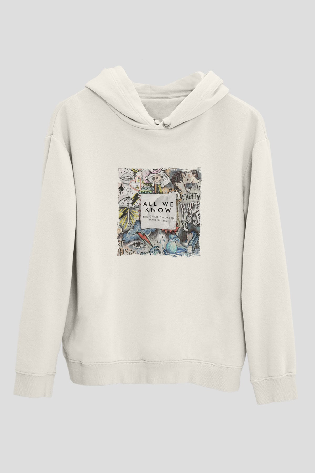 ChainsmokersBaskılı Beyaz Hoodie